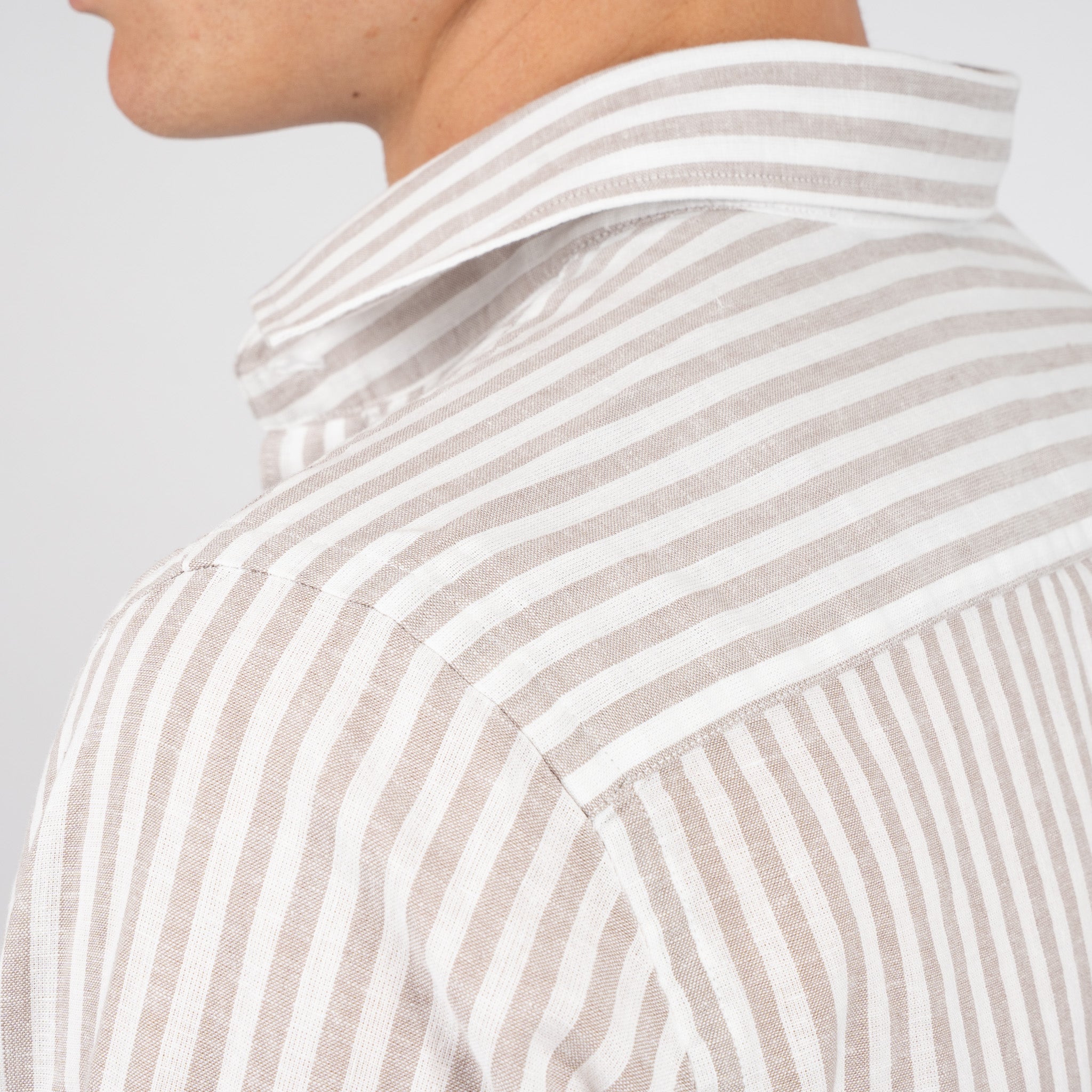 SEVEN DIALS Linnen Overhemd Beige Streep | Jerred