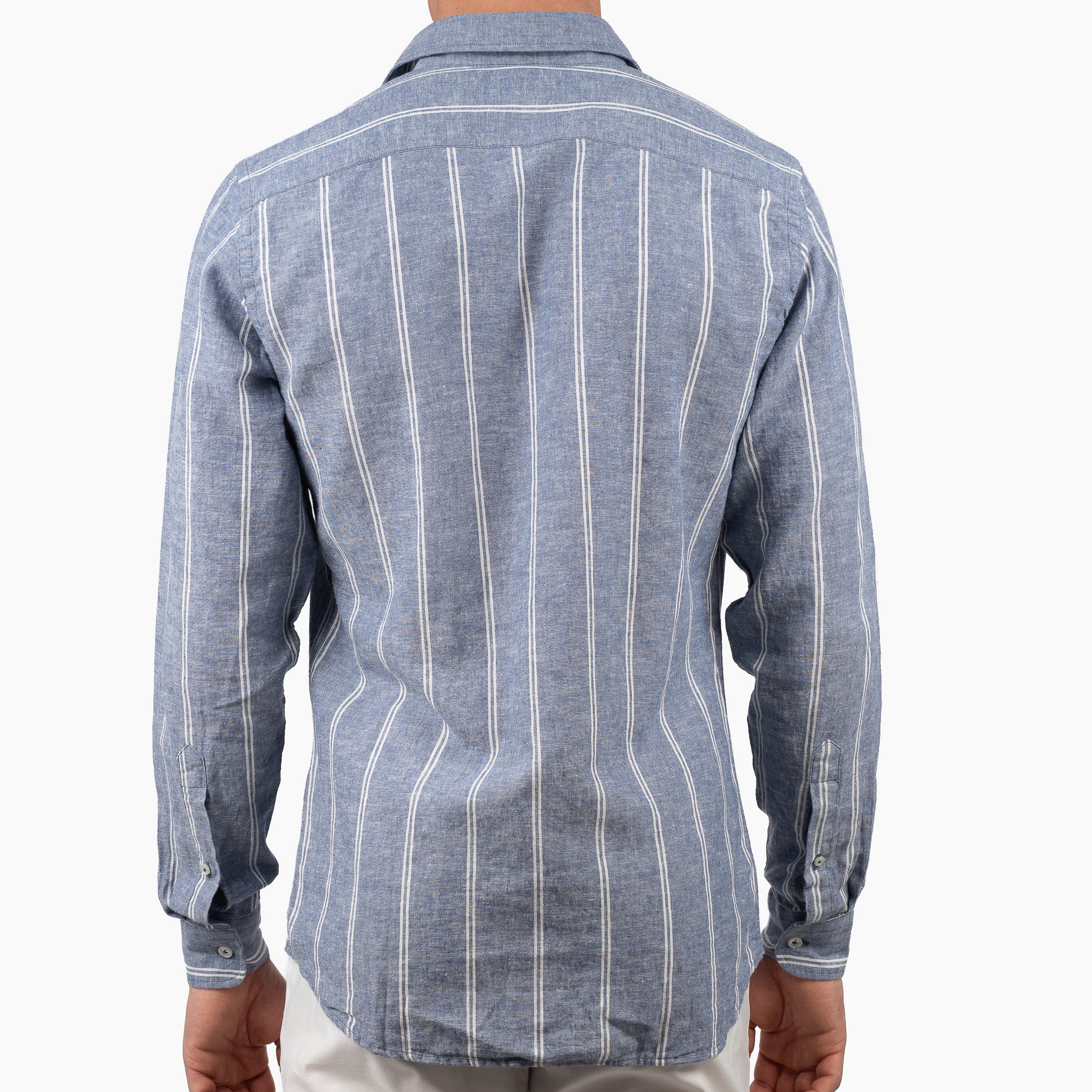 SEVEN DIALS Linnen Overhemd Blauw / Wit Gestreept | Jerred