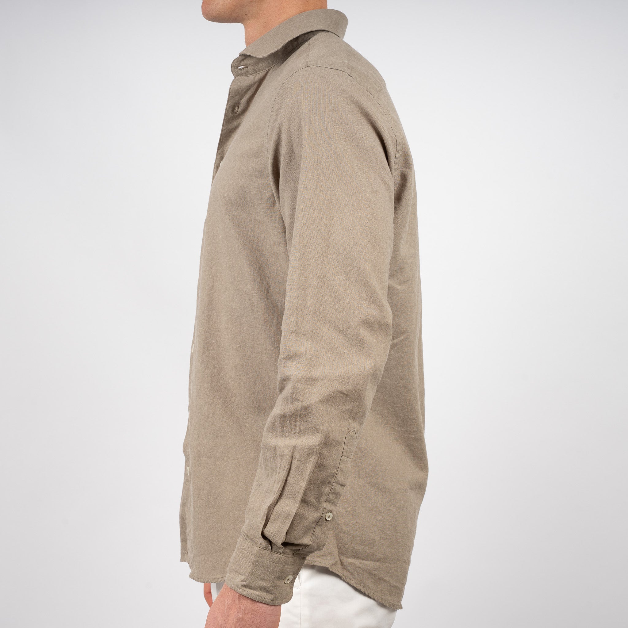 SEVEN DIALS Linnen Overhemd Olijfgroen | Jerred