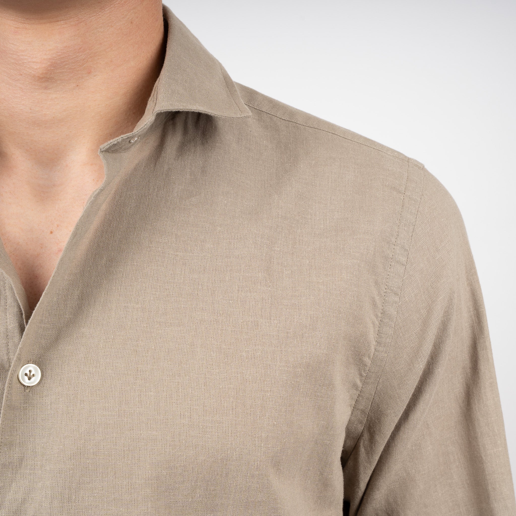 SEVEN DIALS Linnen Overhemd Olijfgroen | Jerred