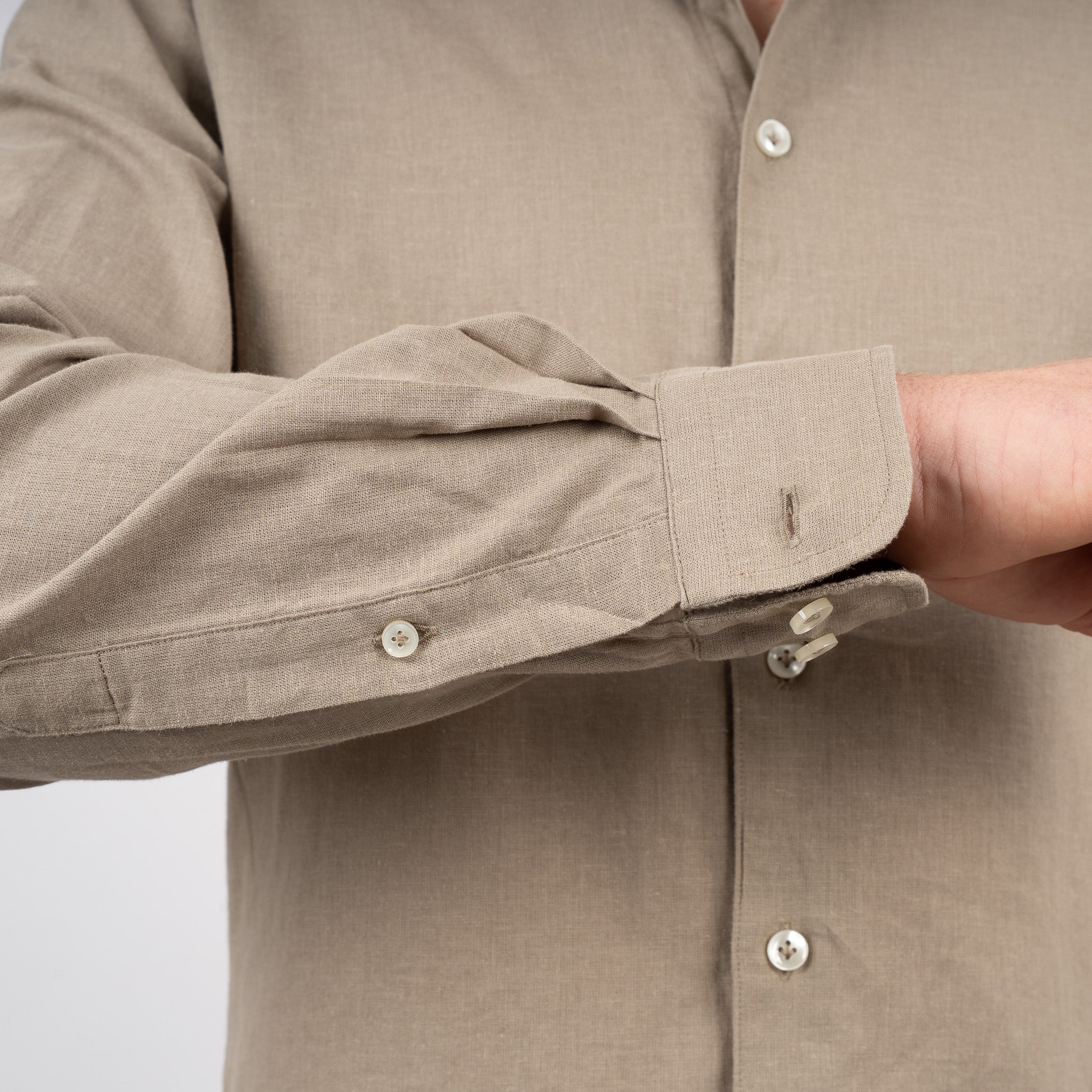 SEVEN DIALS Linnen Overhemd Olijfgroen | Jerred