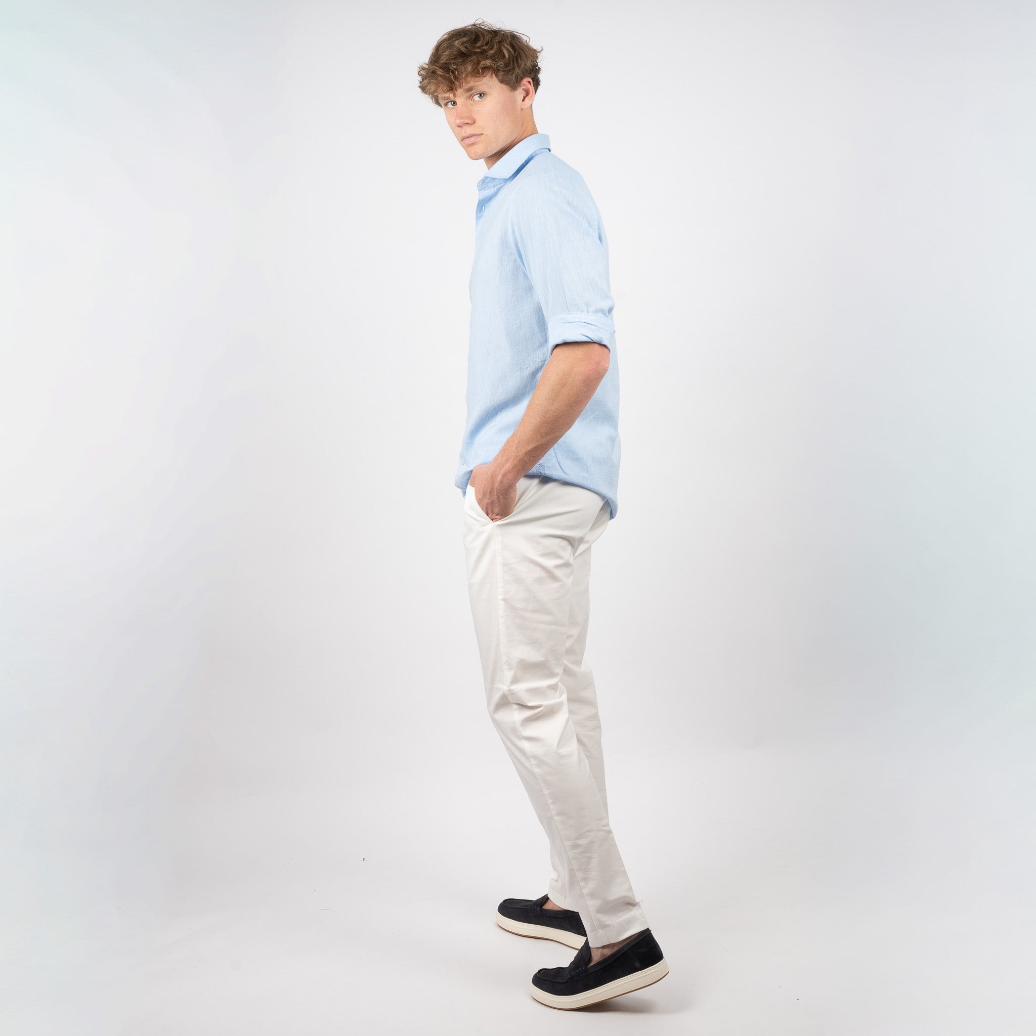 SEVEN DIALS Linnen Overhemd Lichtblauw | Jerred