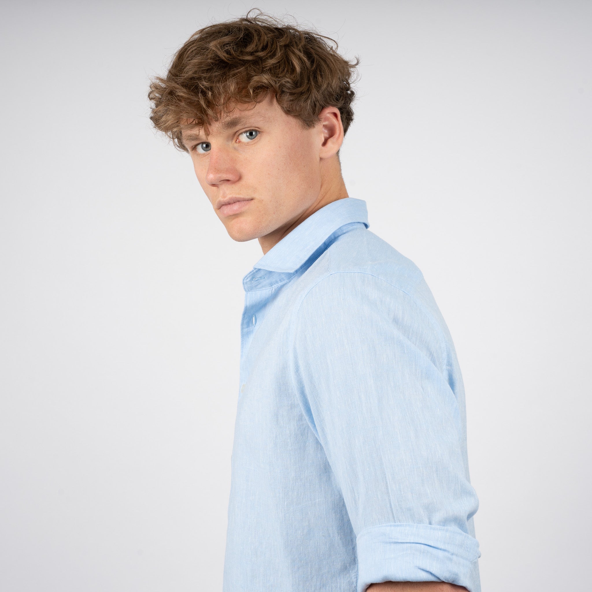 SEVEN DIALS Linnen Overhemd Lichtblauw | Jerred