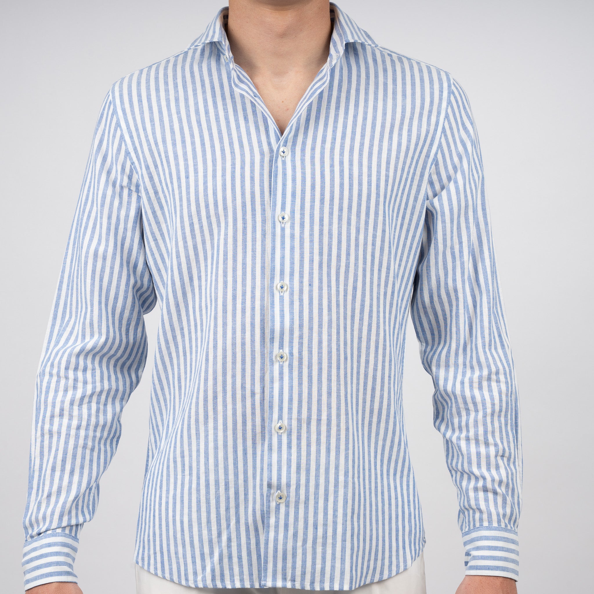SEVEN DIALS Linnen Overhemd Blauwe Streep | Jerred