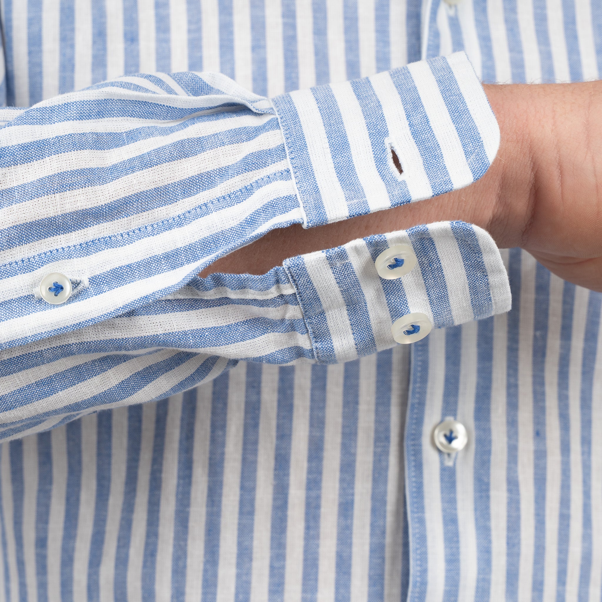 SEVEN DIALS Linnen Overhemd Blauwe Streep | Jerred