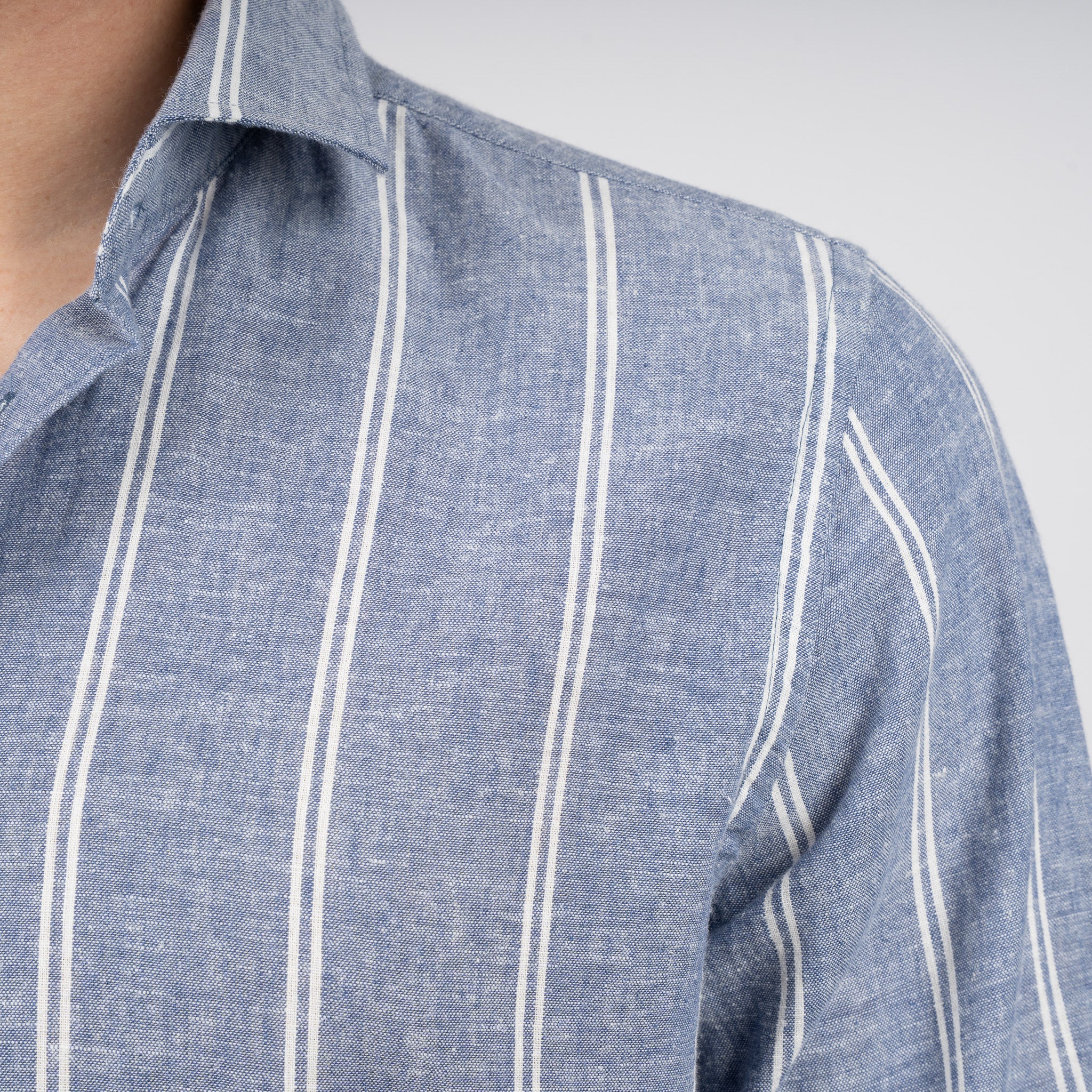 SEVEN DIALS Linnen Overhemd Blauw / Wit Gestreept | Jerred