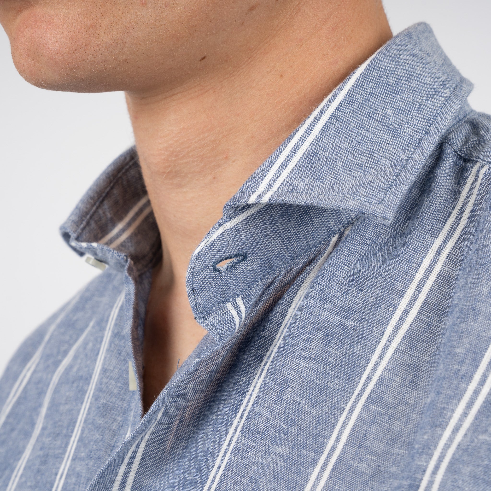 SEVEN DIALS Linnen Overhemd Blauw / Wit Gestreept | Jerred