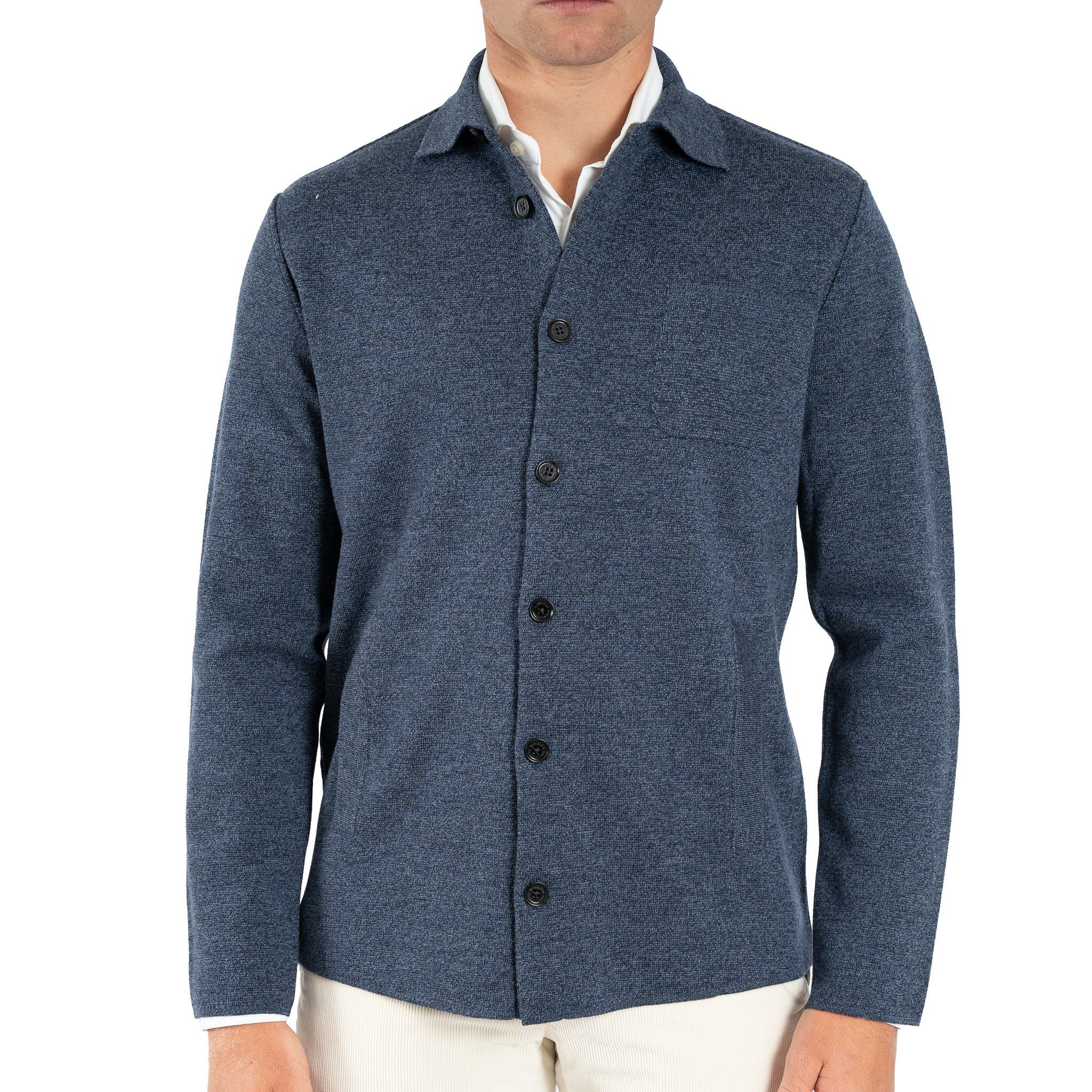 Maurizio Baldassari Gebreid Overshirt Jeansblauw | Milano