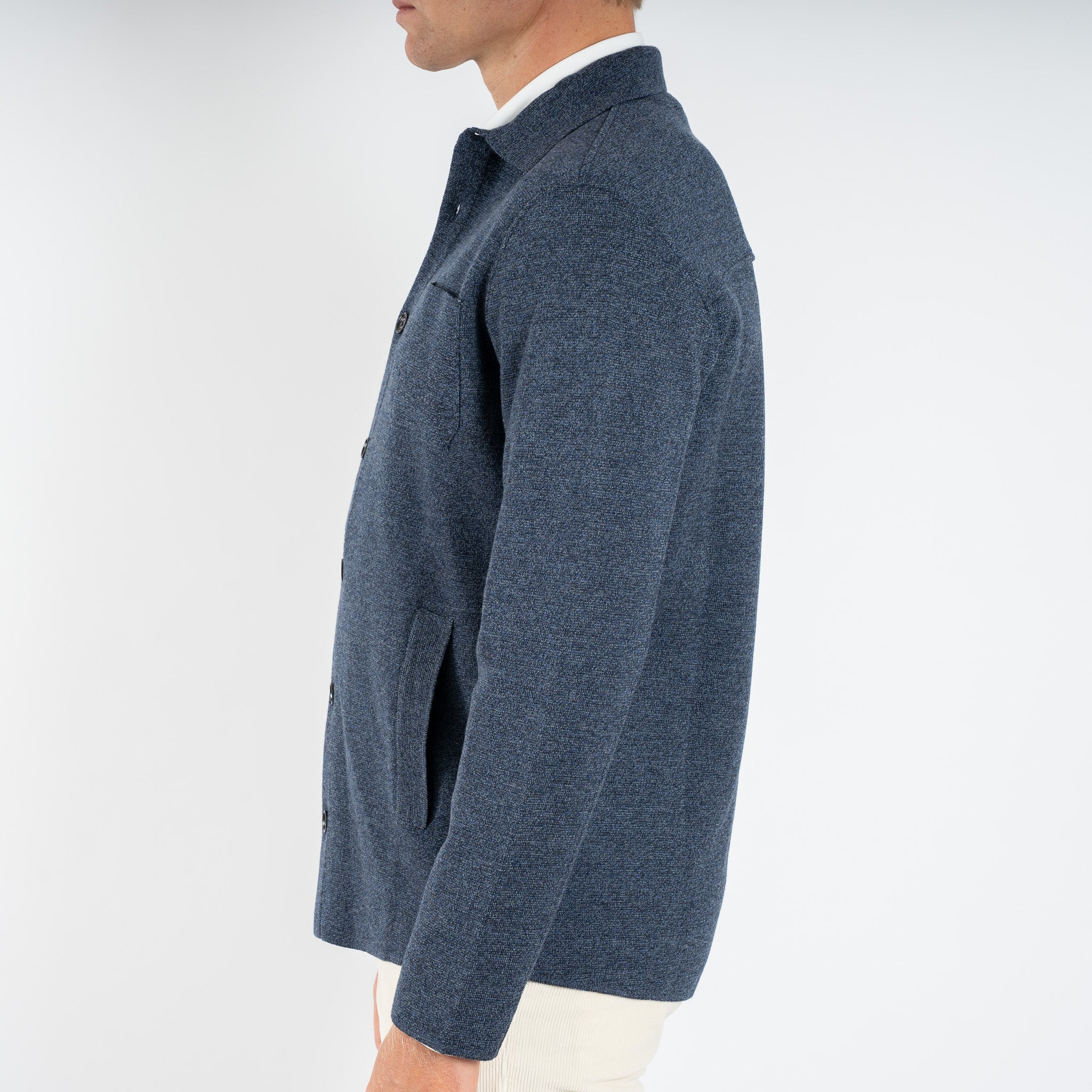 Maurizio Baldassari Gebreid Overshirt Jeansblauw | Milano