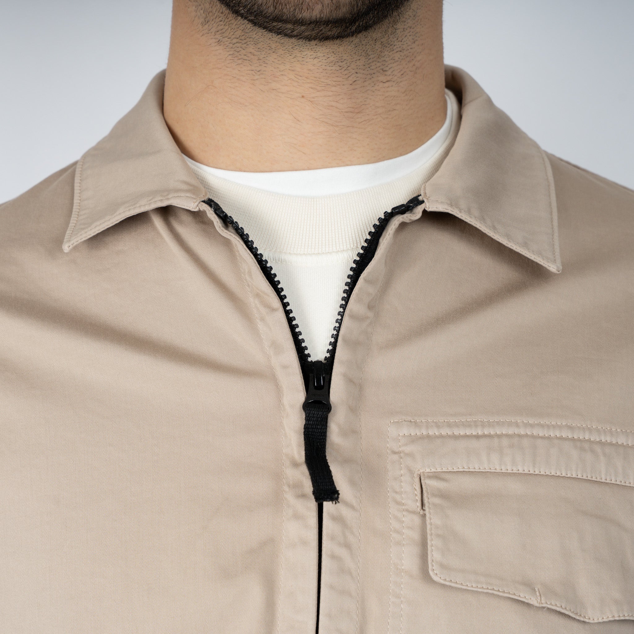 Stone Island Overshirt Beige | Stretch Cotton Satin