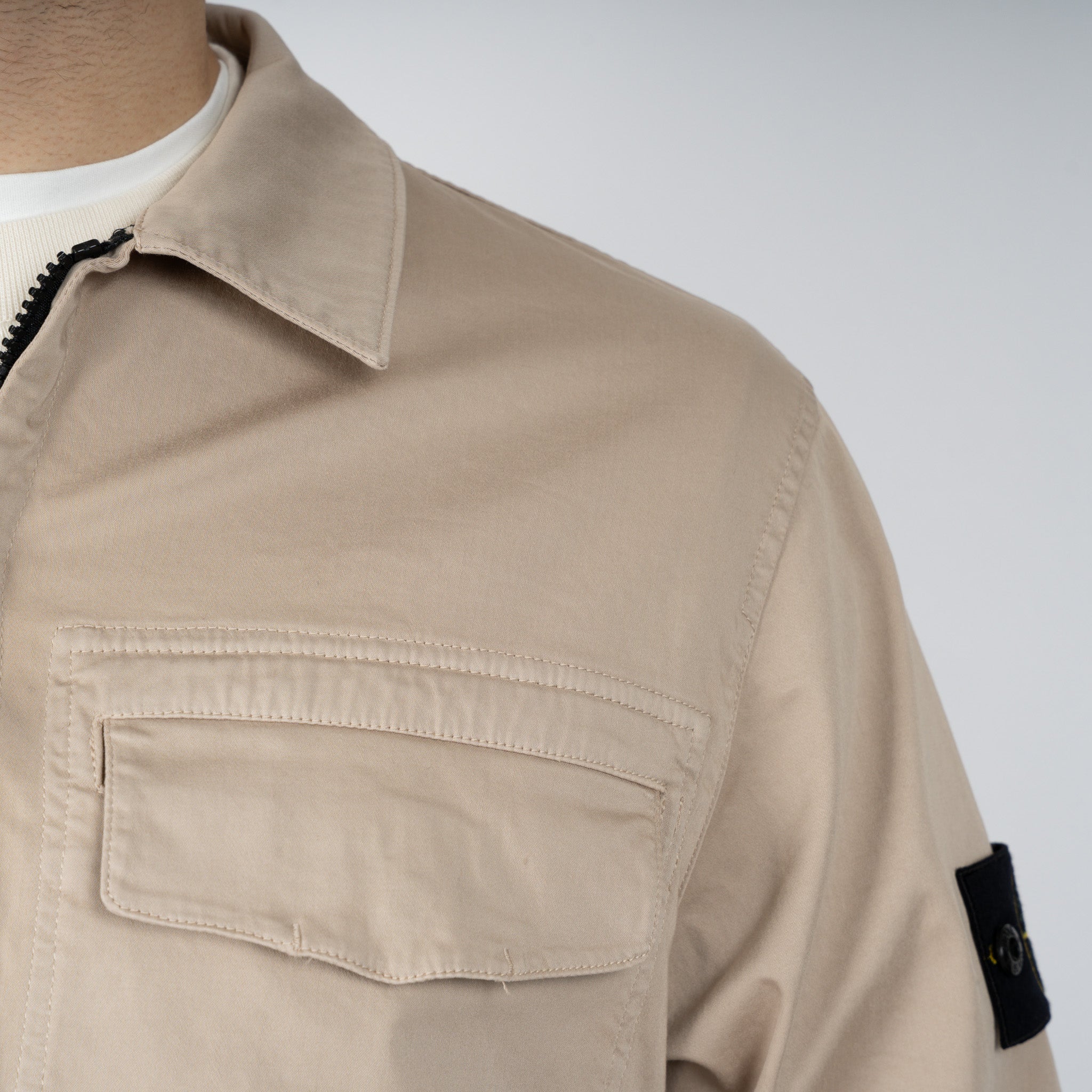 Stone Island Overshirt Beige | Stretch Cotton Satin