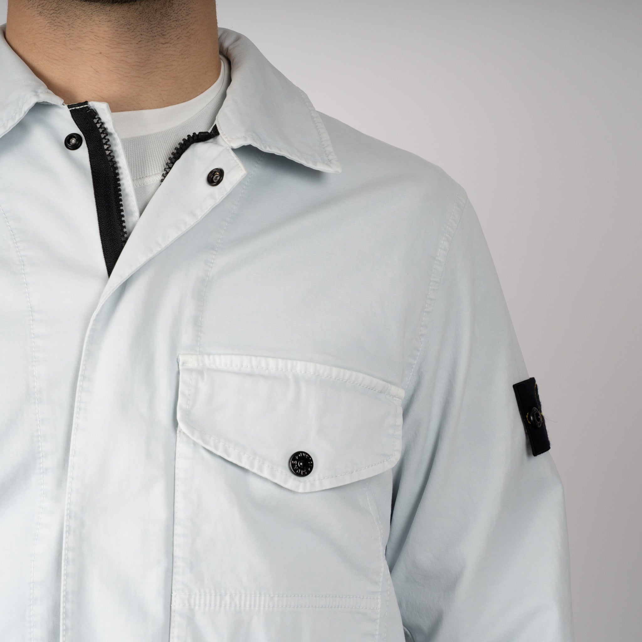 Stone Island Overshirt Lichtblauw | 'OLD' Effect