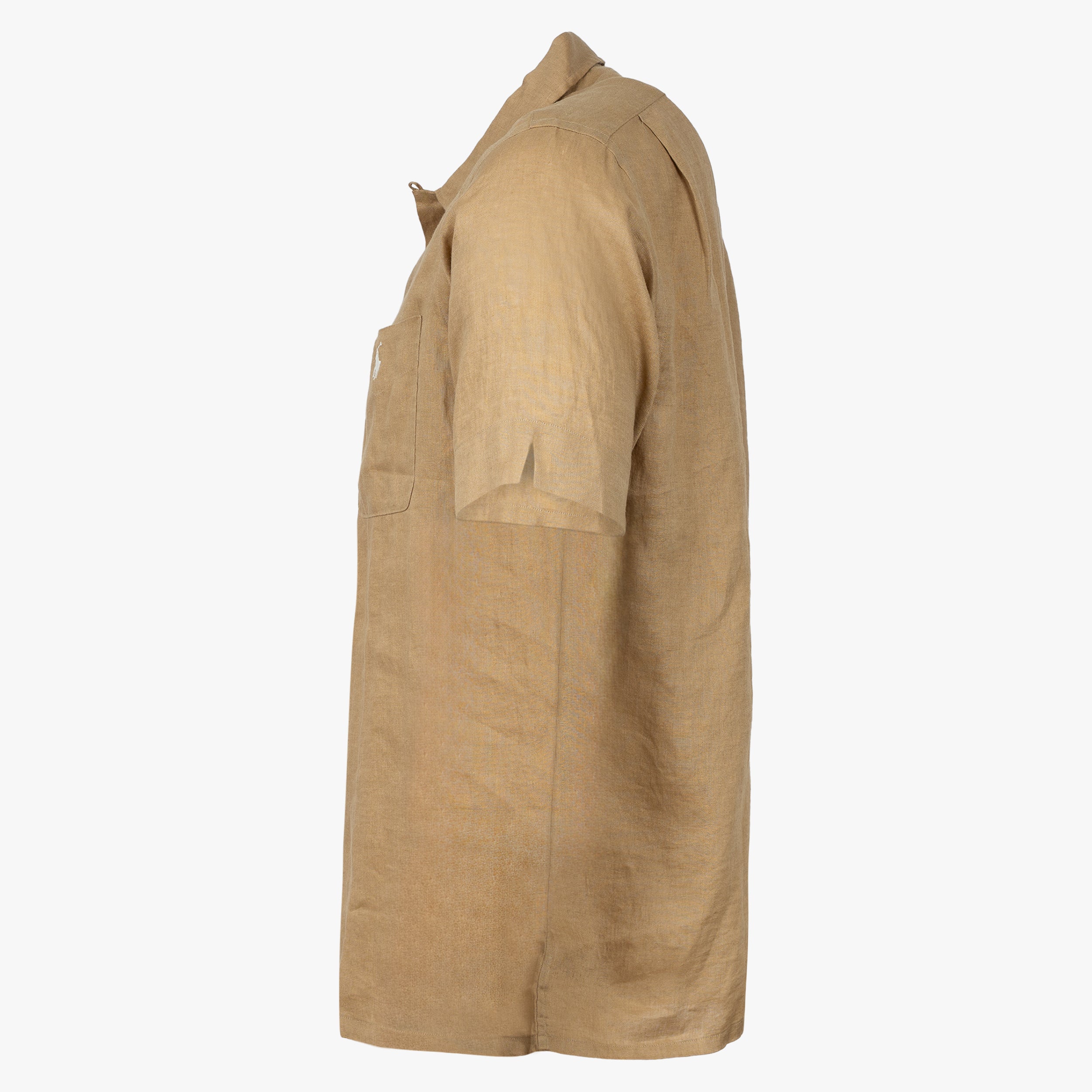 Ralph Lauren Overhemd Linnen Korte Mouw Camel | Classic Fit