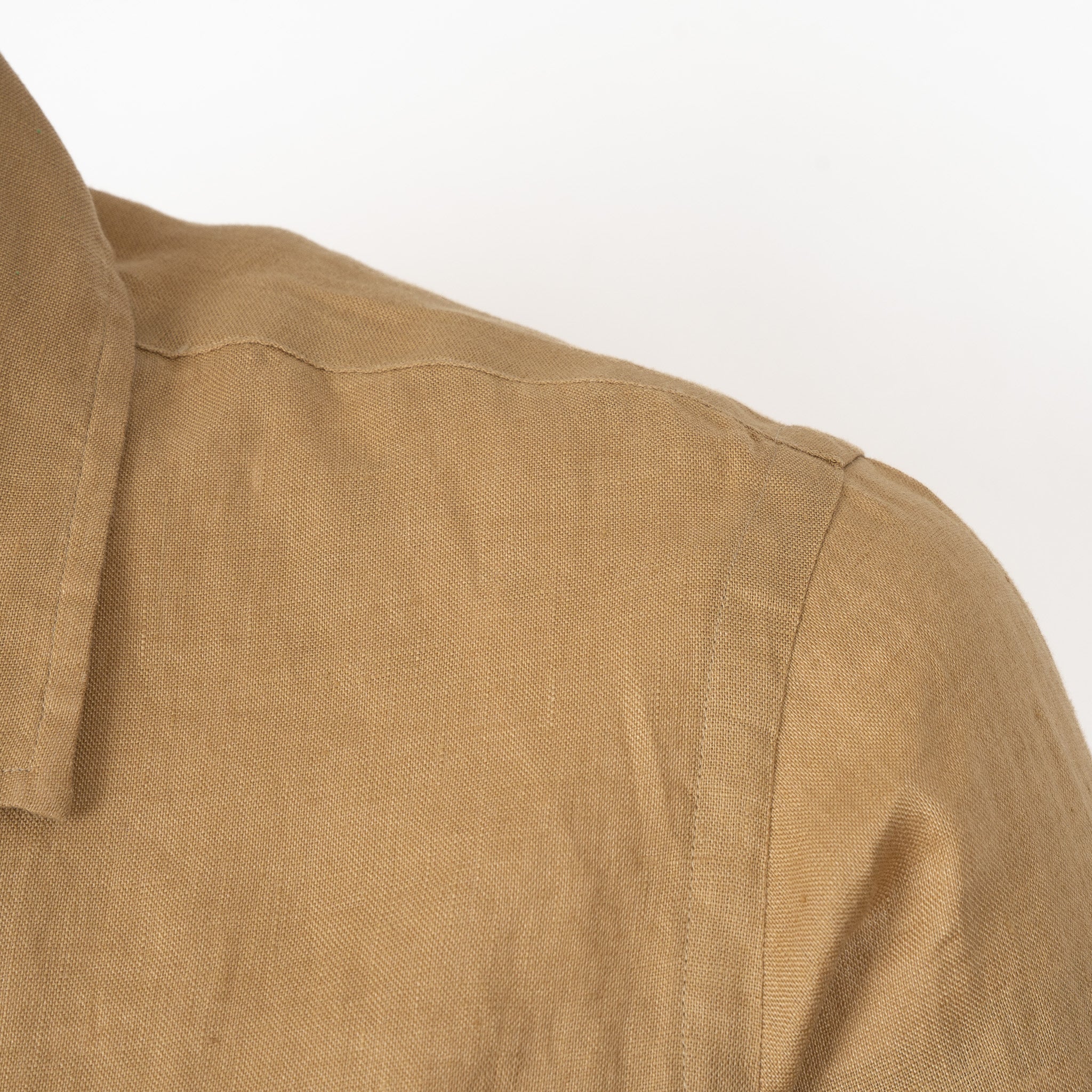 Ralph Lauren Overhemd Linnen Korte Mouw Camel | Classic Fit