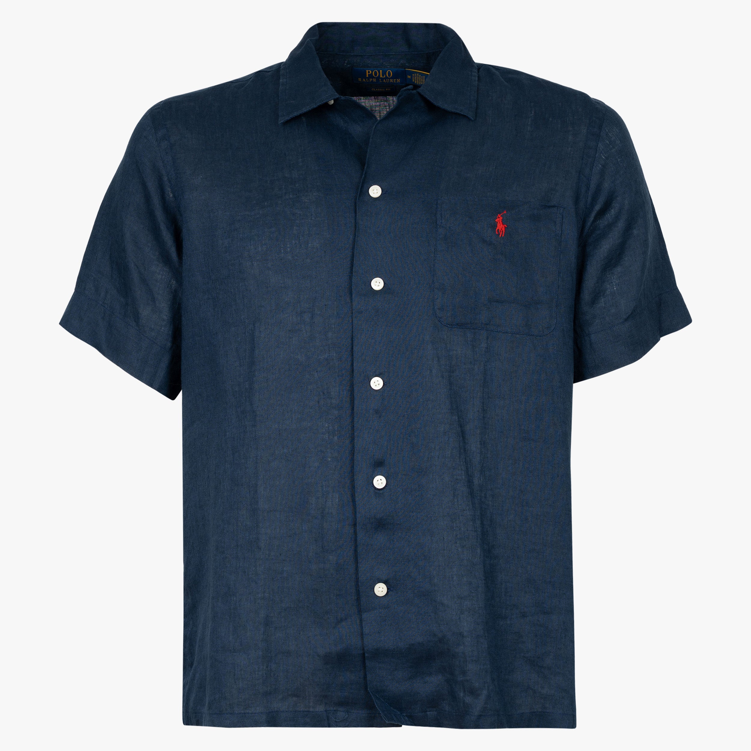 Ralph Lauren Overhemd Linnen Korte Mouw Blauw | Classic Fit