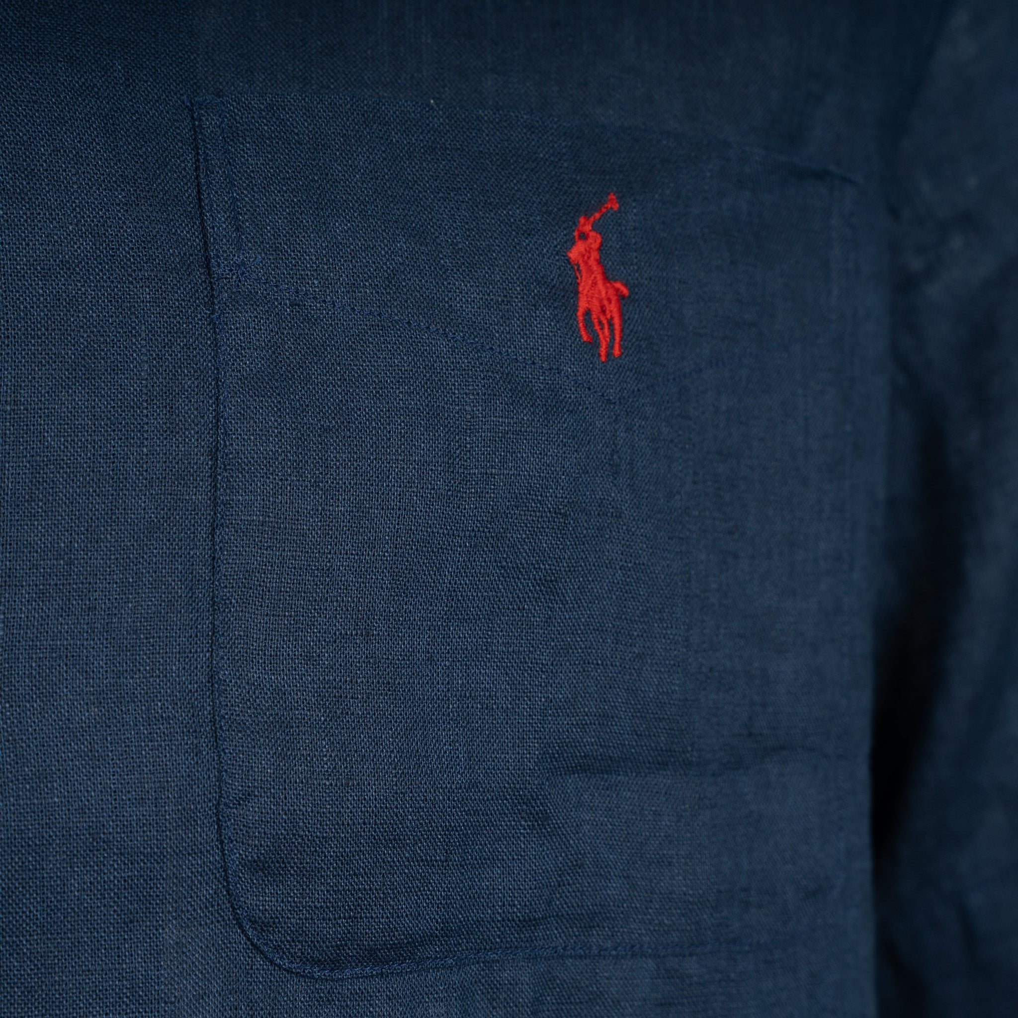 Ralph Lauren Overhemd Linnen Korte Mouw Blauw | Classic Fit