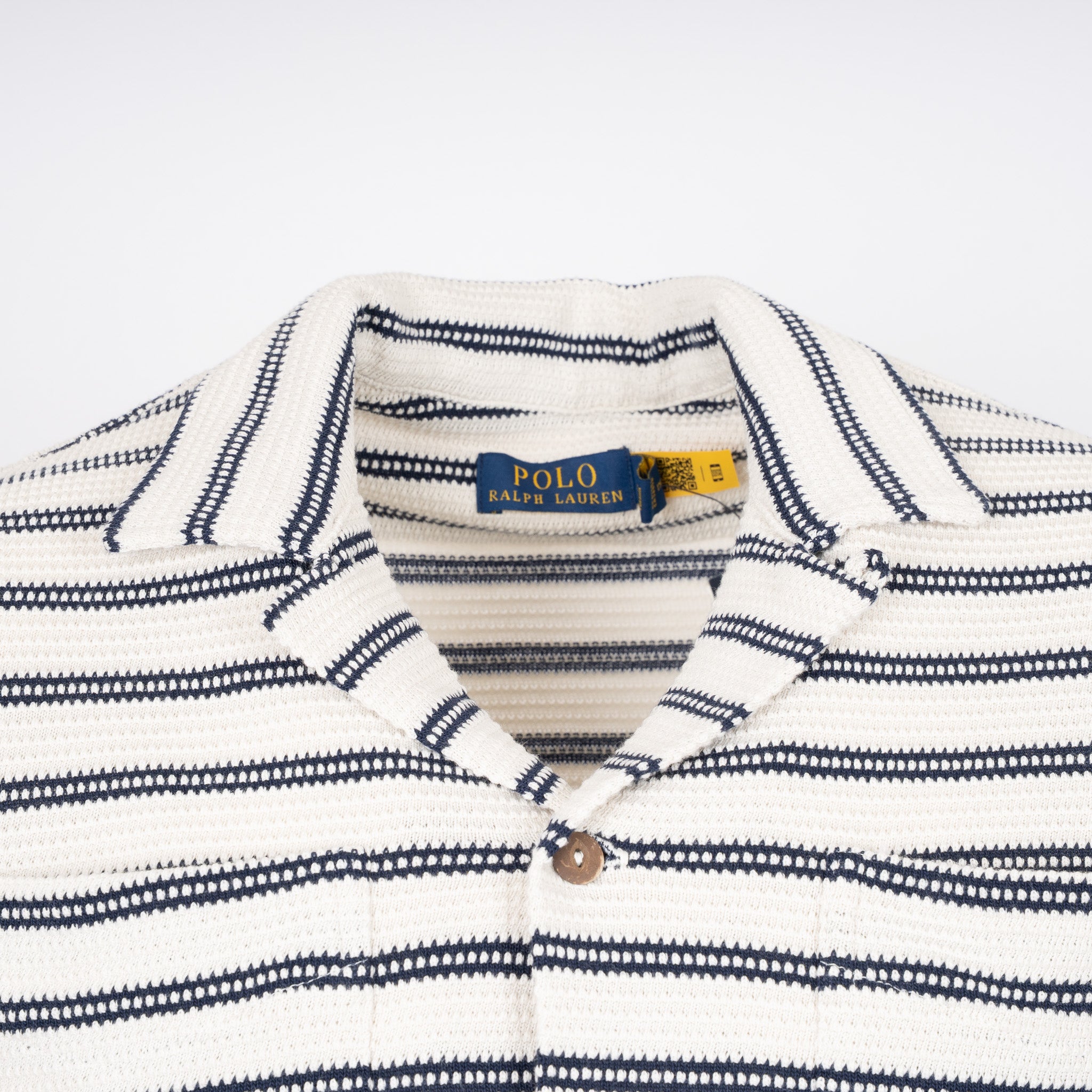 Ralph Lauren Overhemd Korte Mouw Blauw Gestreept |  Pointelle-Ribbed