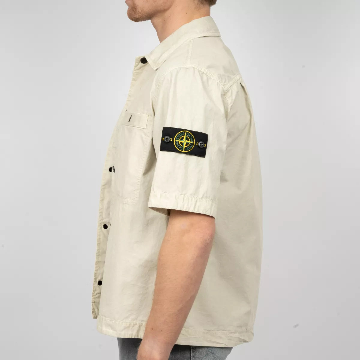 Stone Island Overshirt Korte Mouw Zand | Supima Cotton Twill