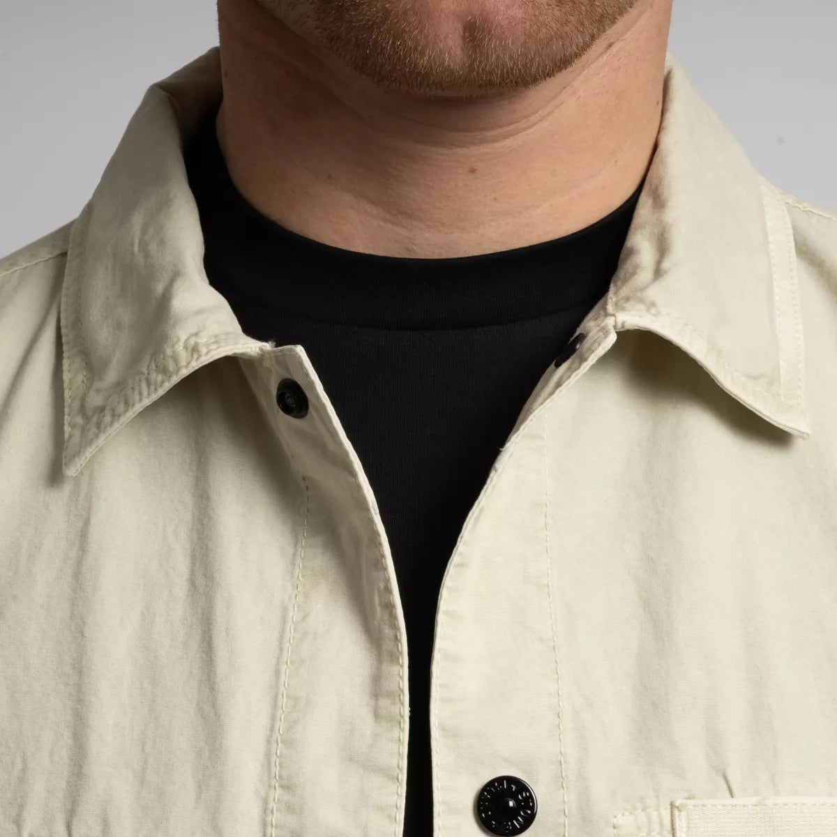 Stone Island Overshirt Korte Mouw Zand | Supima Cotton Twill