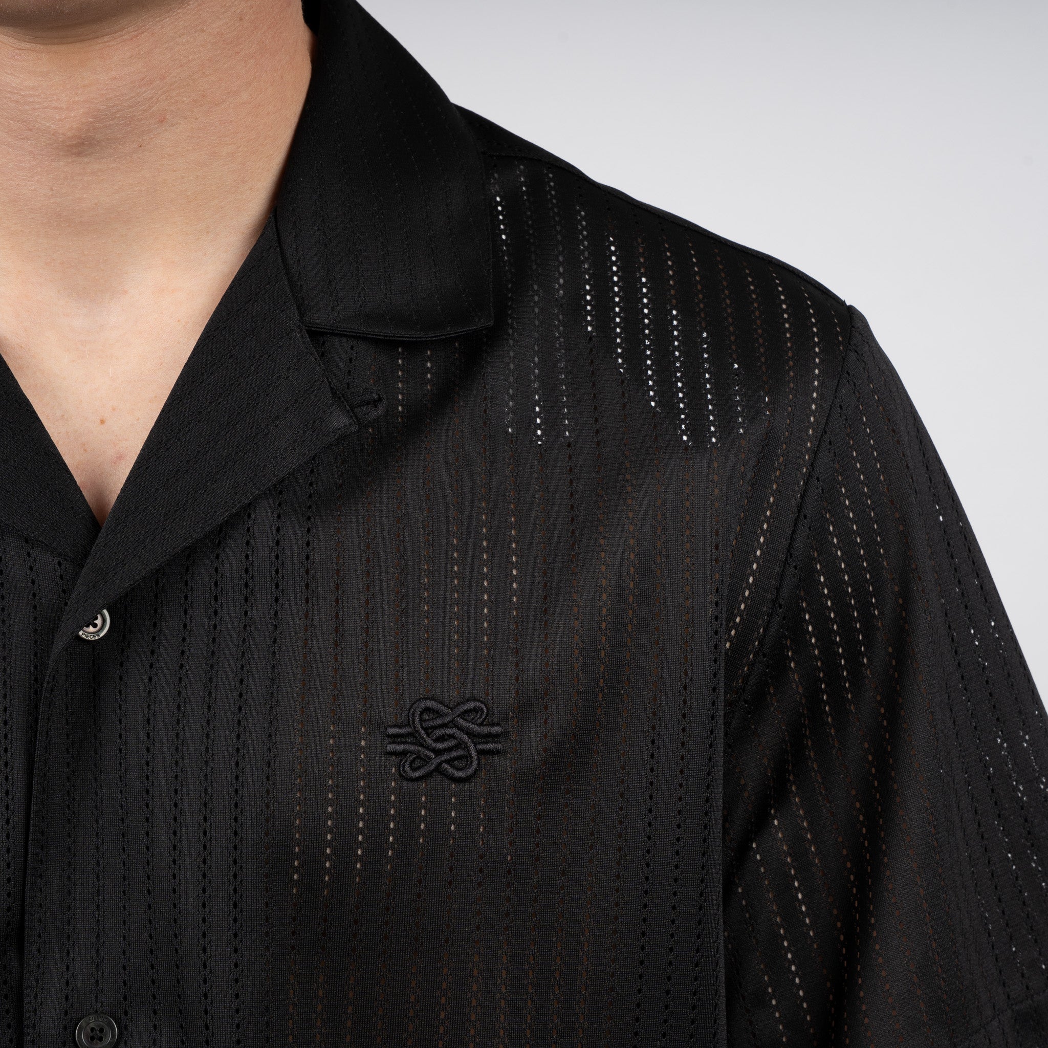 Filling Pieces Overhemd Korte Mouw Zwart | Resort Shirt