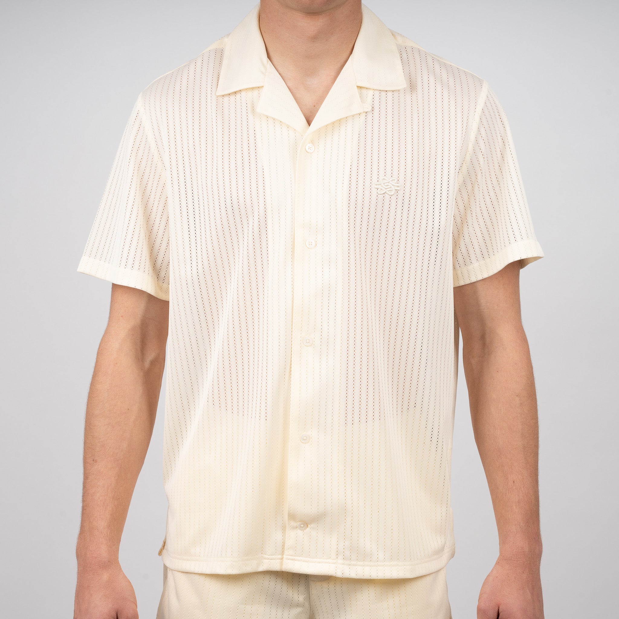 Filling Pieces Overhemd Korte Mouw Crème | Resort Shirt