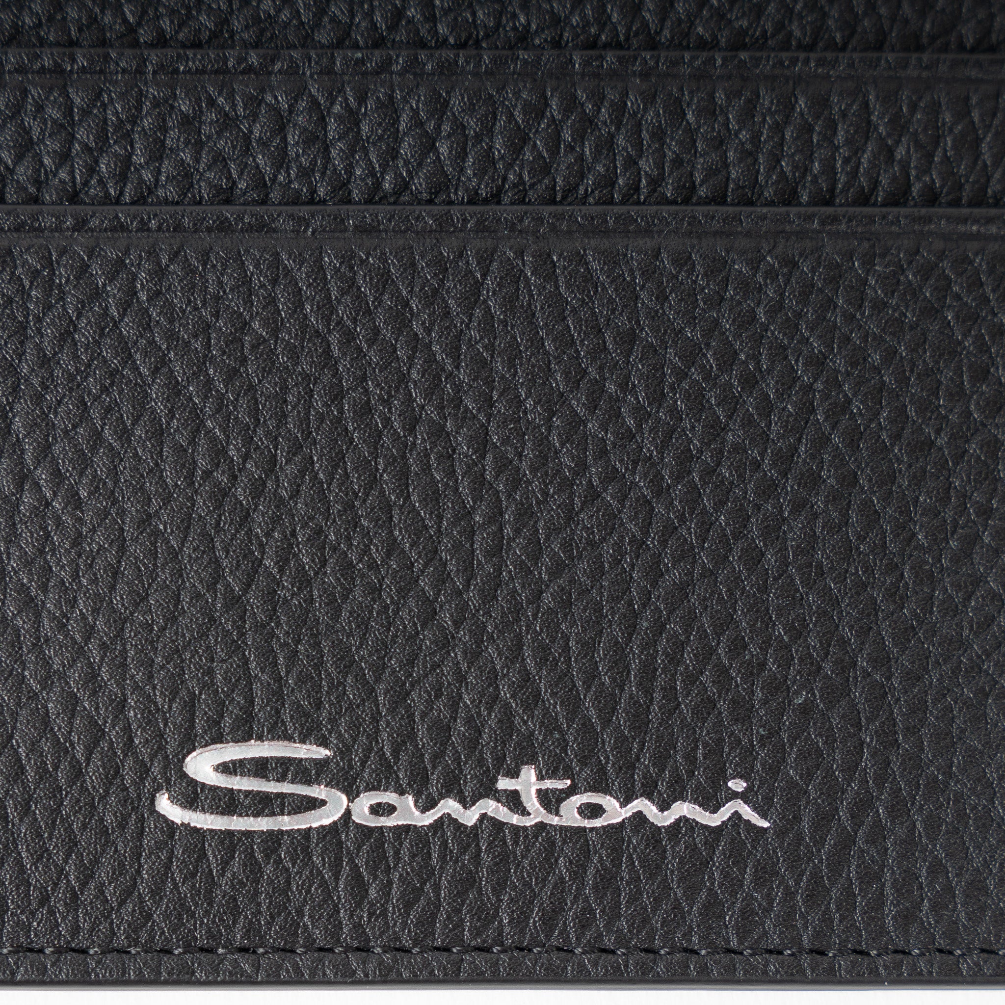 Santoni Pasjeshouder Zwart | Tumbled Leather