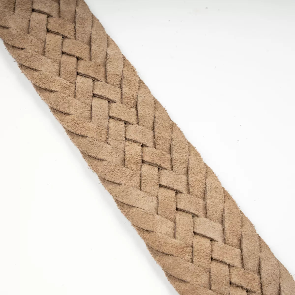 Athison Gevlochten Suede Riem Beige