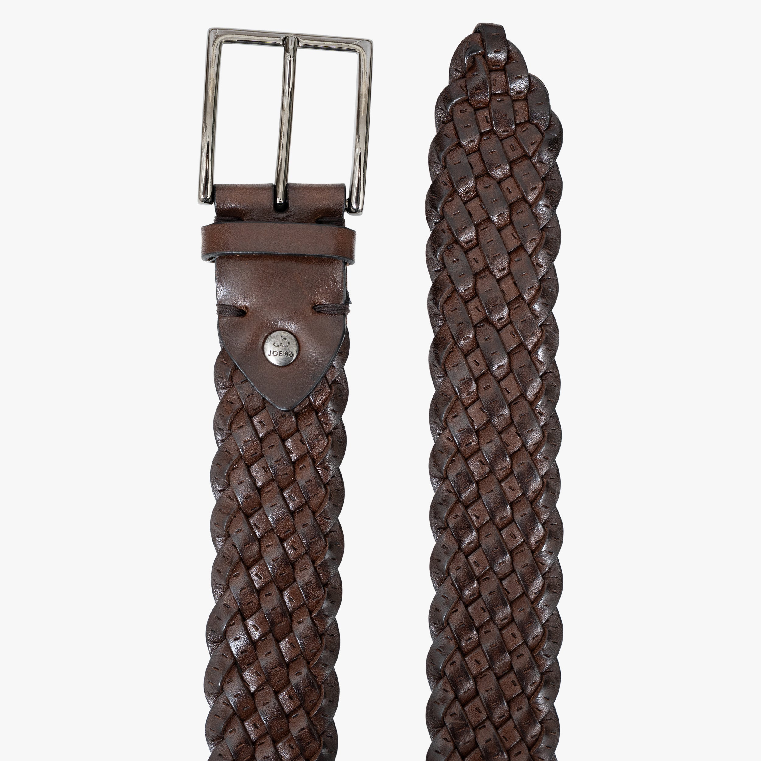Job Belts Gevlochten Leren Riem Donkerbruin