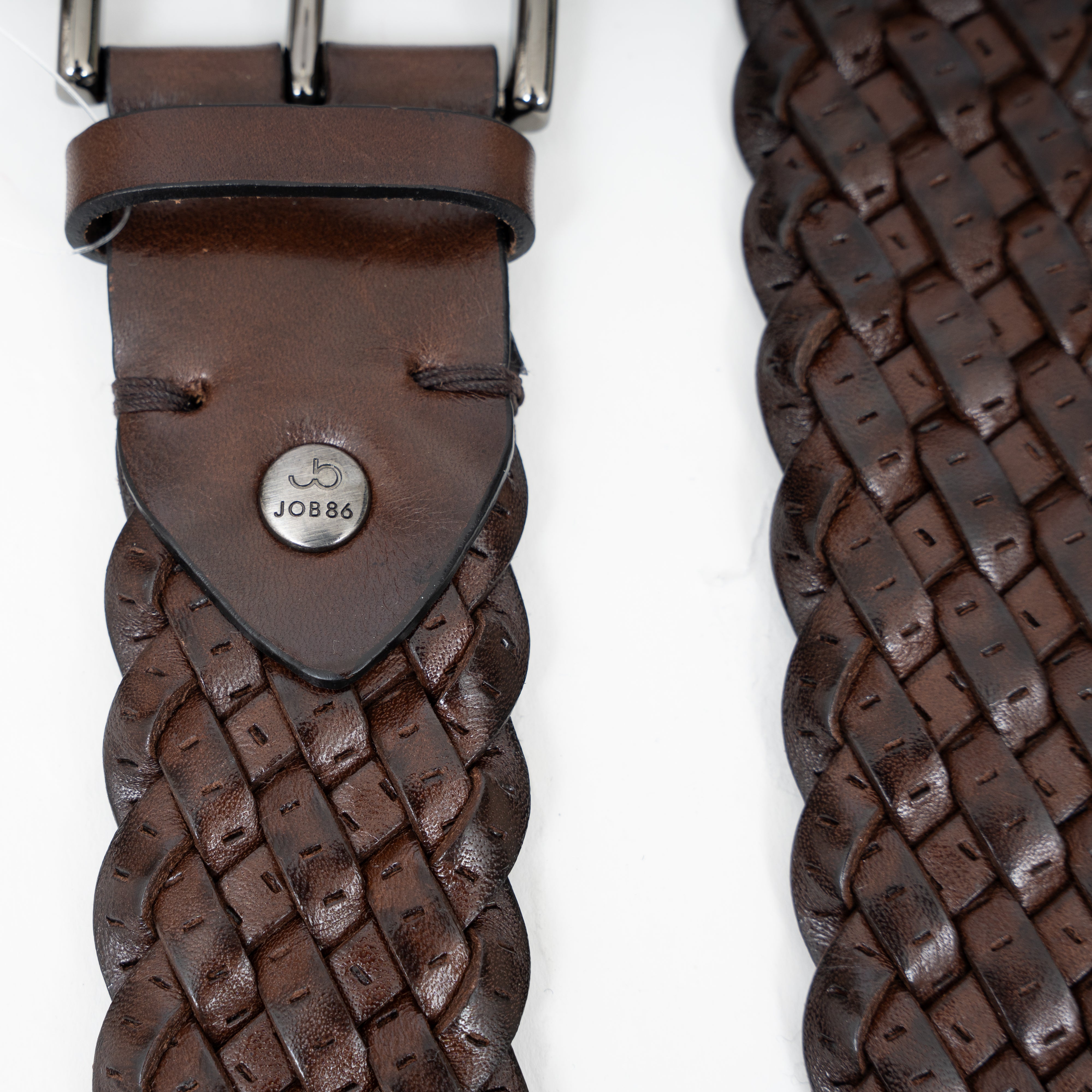 Job Belts Gevlochten Leren Riem Donkerbruin