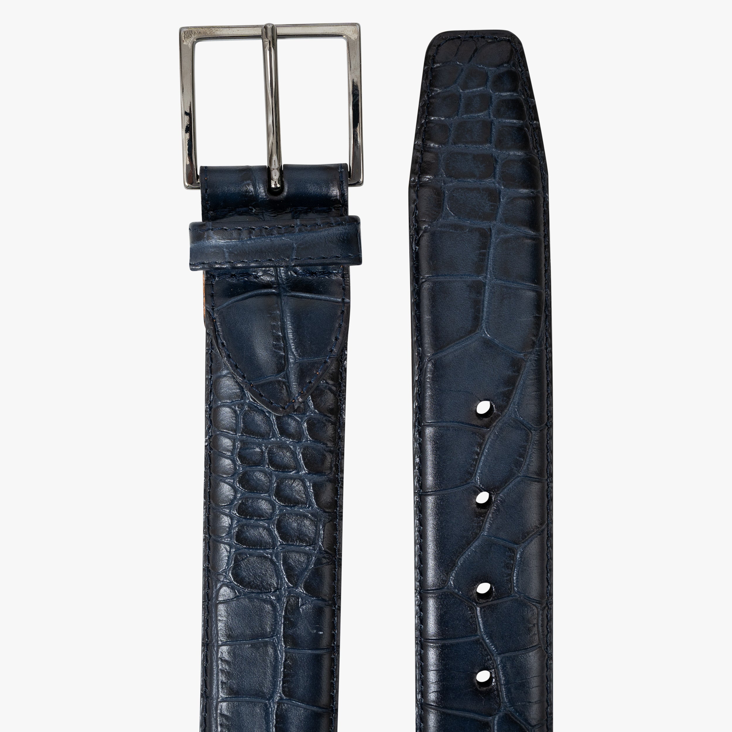 Job Belts Leren Riem Donkerblauw | Croco