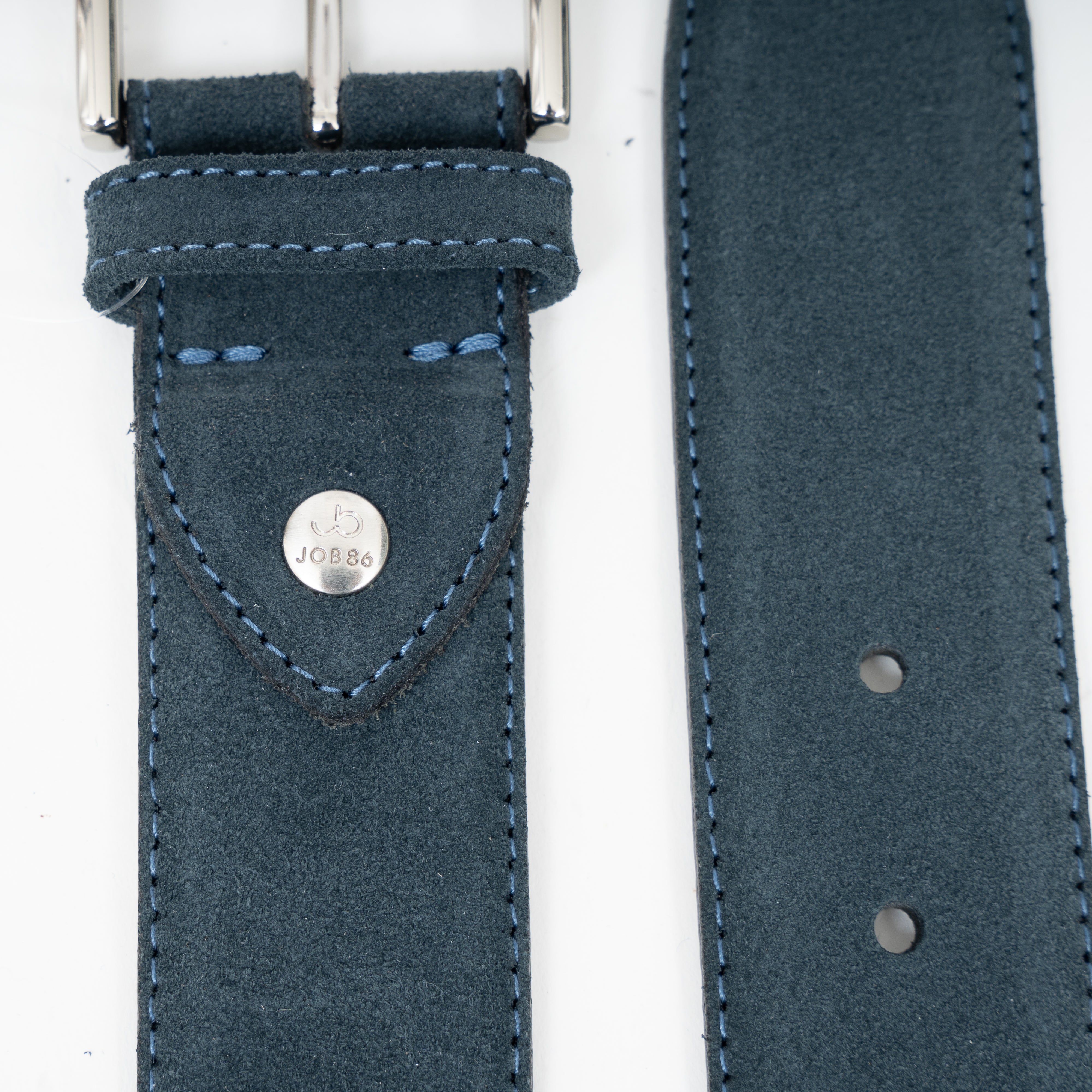 Job Belts Leren Riem Jeansblauw | Suède