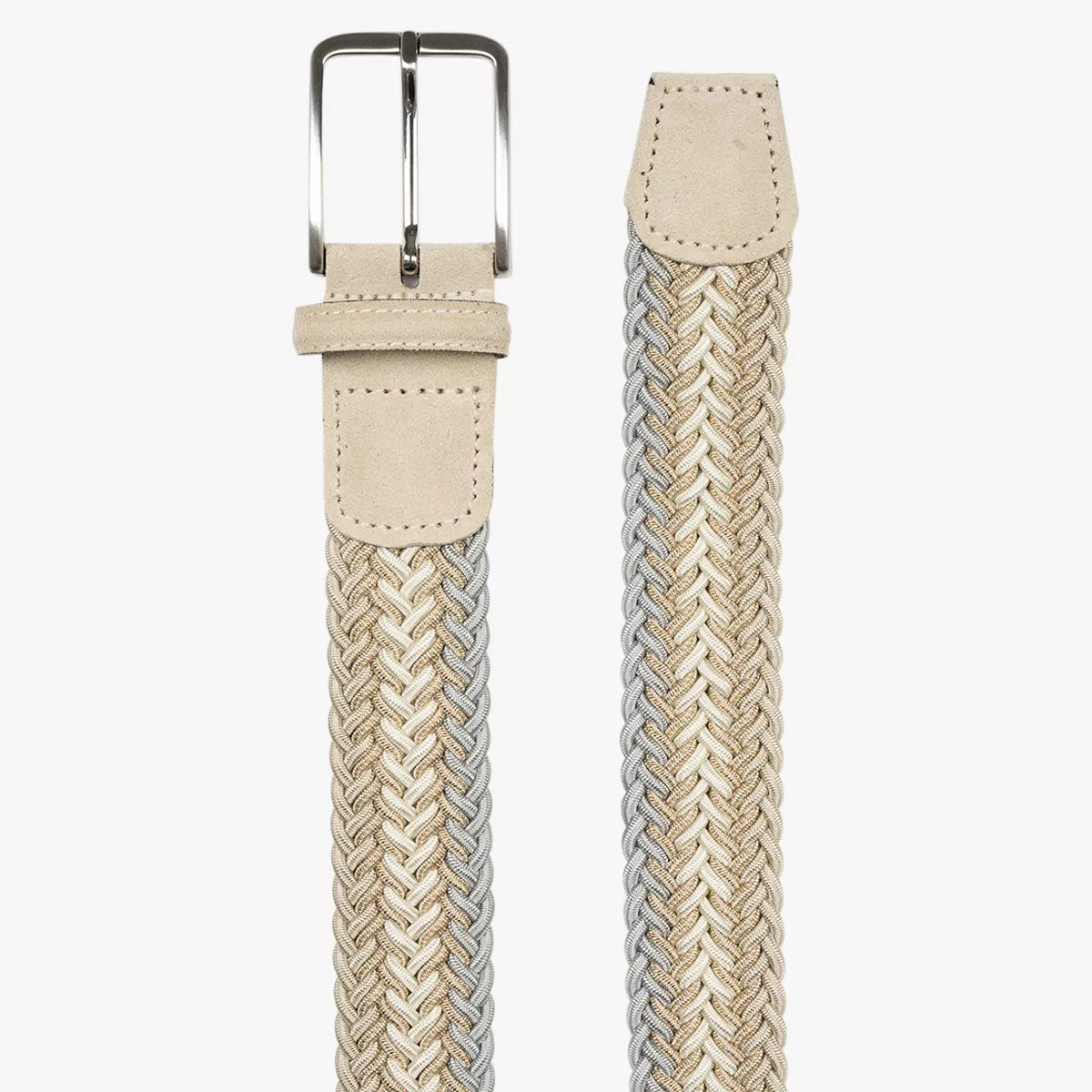 Athison Gewoven Stretch Riem | Beige / Zand / Grijs