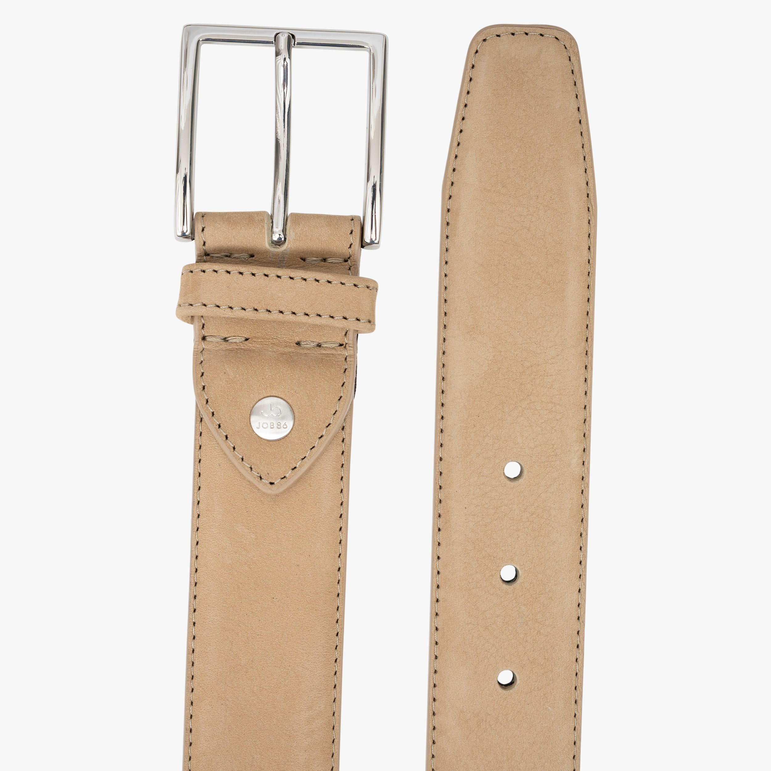 Job Belts Leren Riem Beige | Nubuck