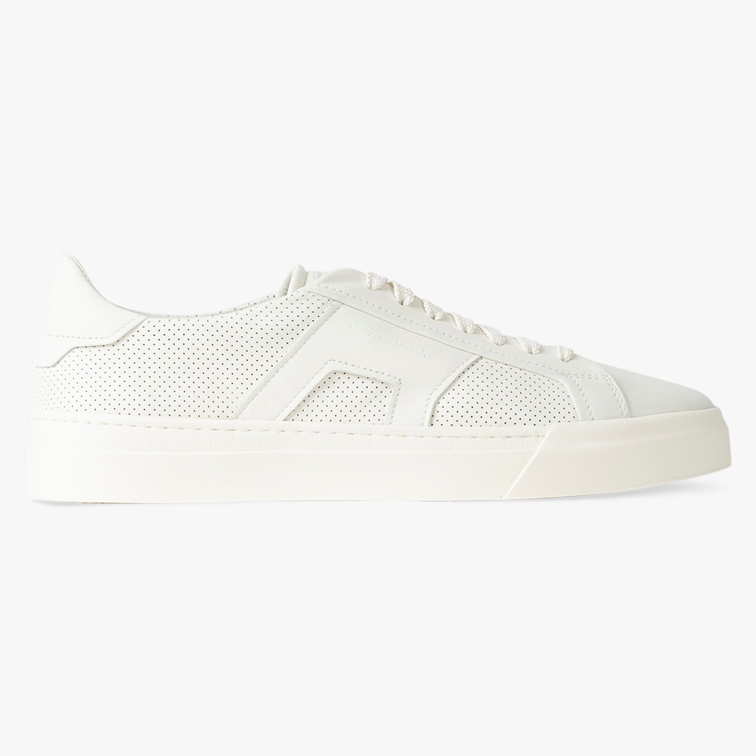 Santoni Sneaker Wit | Double Buckle Perforated