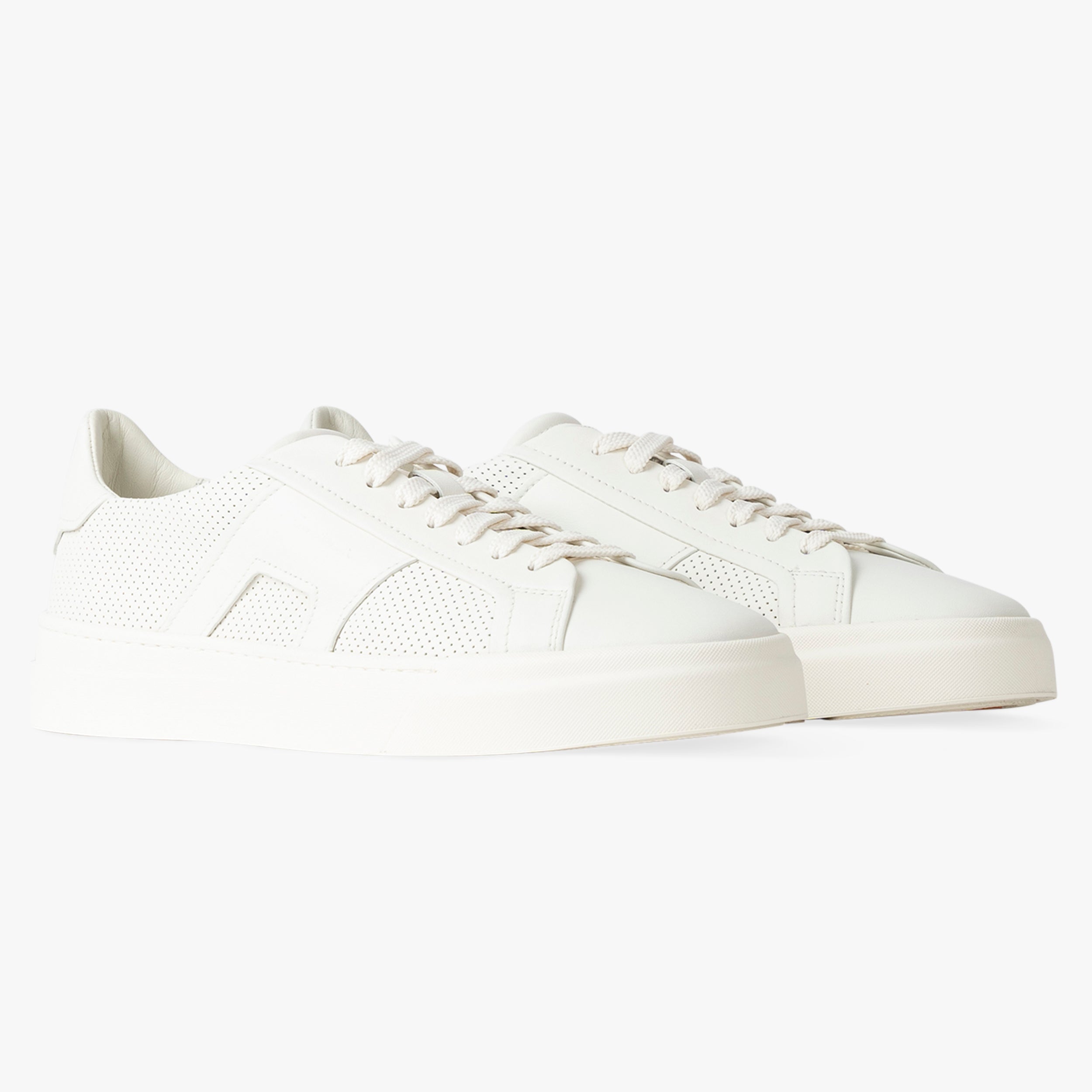 Santoni Sneaker Wit | Double Buckle Perforated