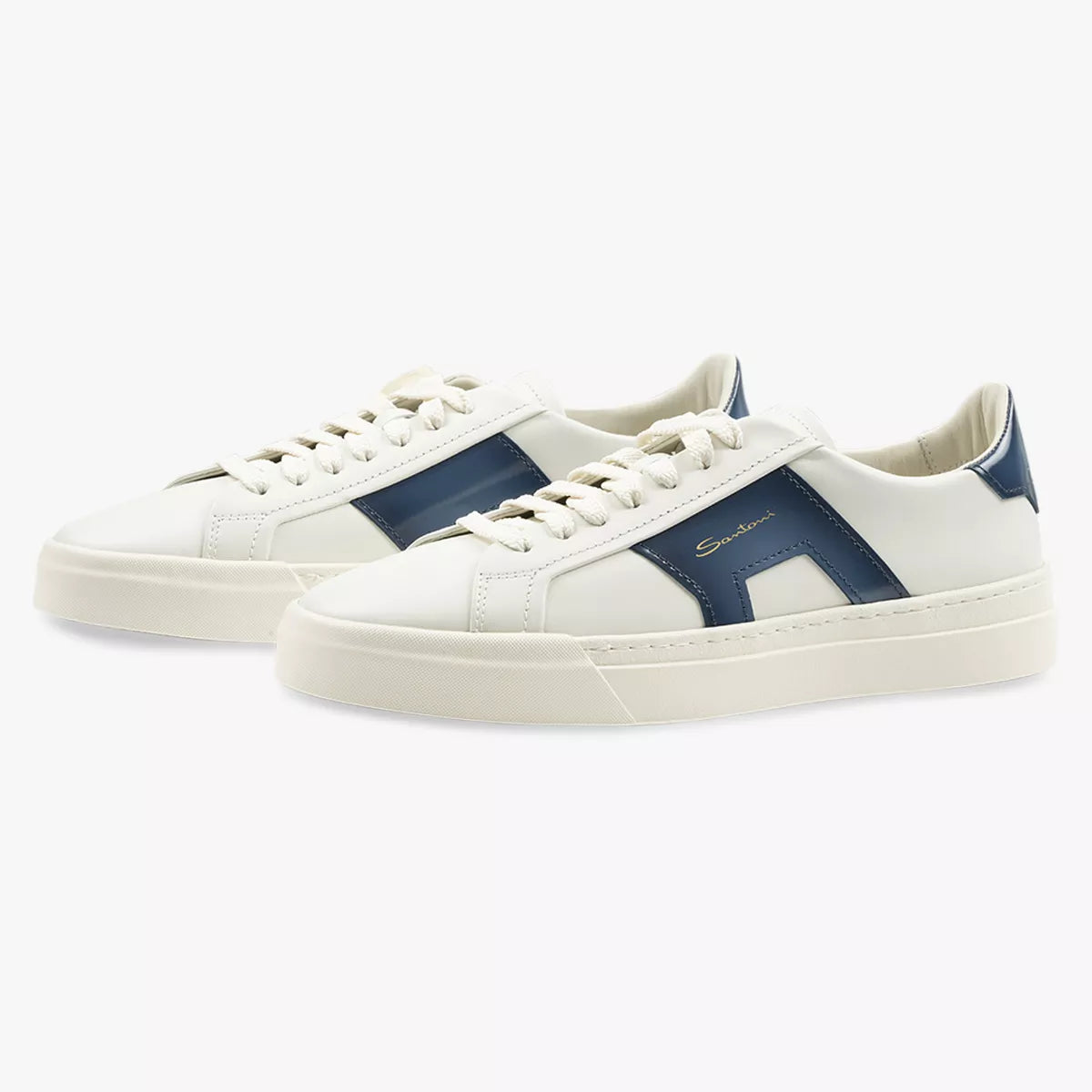 Santoni Sneakers Wit met Blauw | Double Buckle