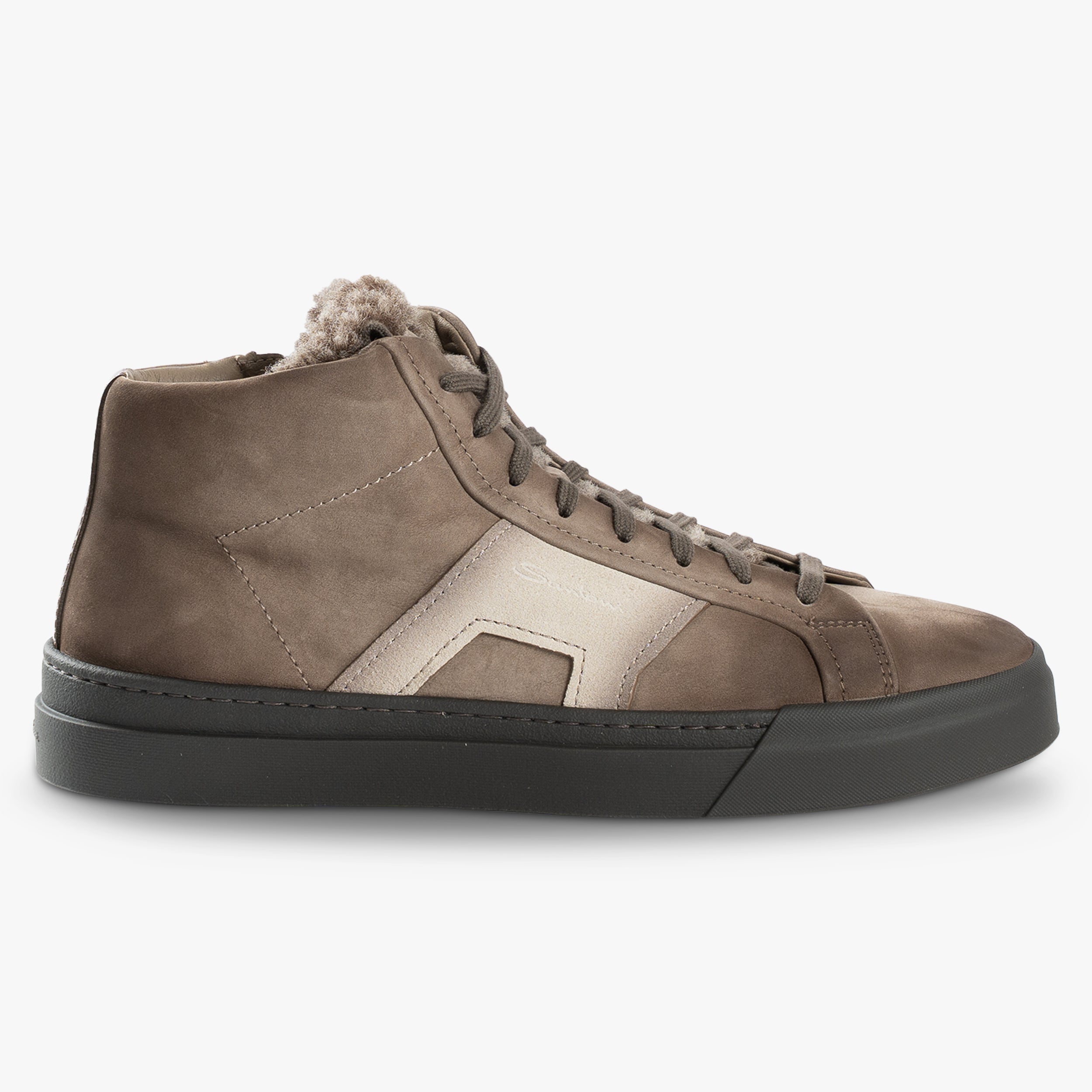 Santoni High-Top Sneaker Beige | Double Buckle Fur