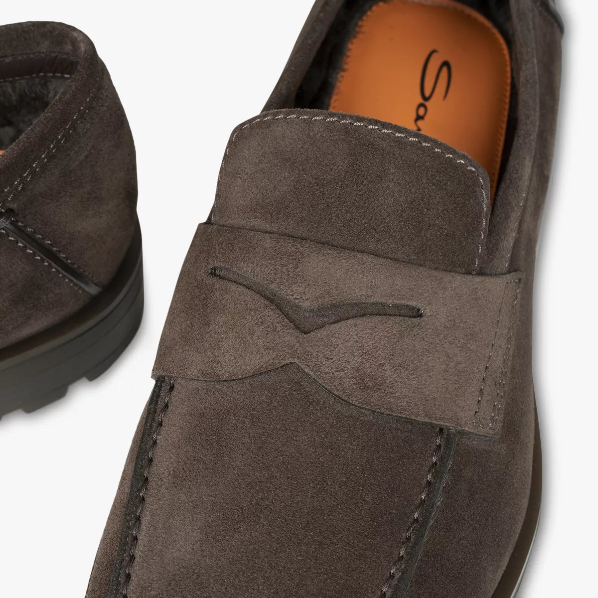 Santoni Loafer Bruin Suède | Penny Loafer