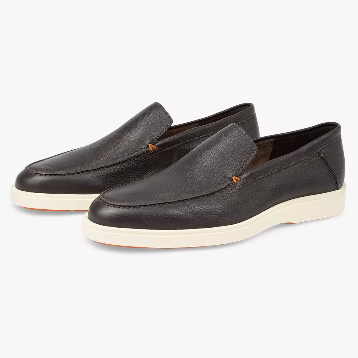 Santoni Loafers Donkerbruin Leer | Tumbled Leather Loafer