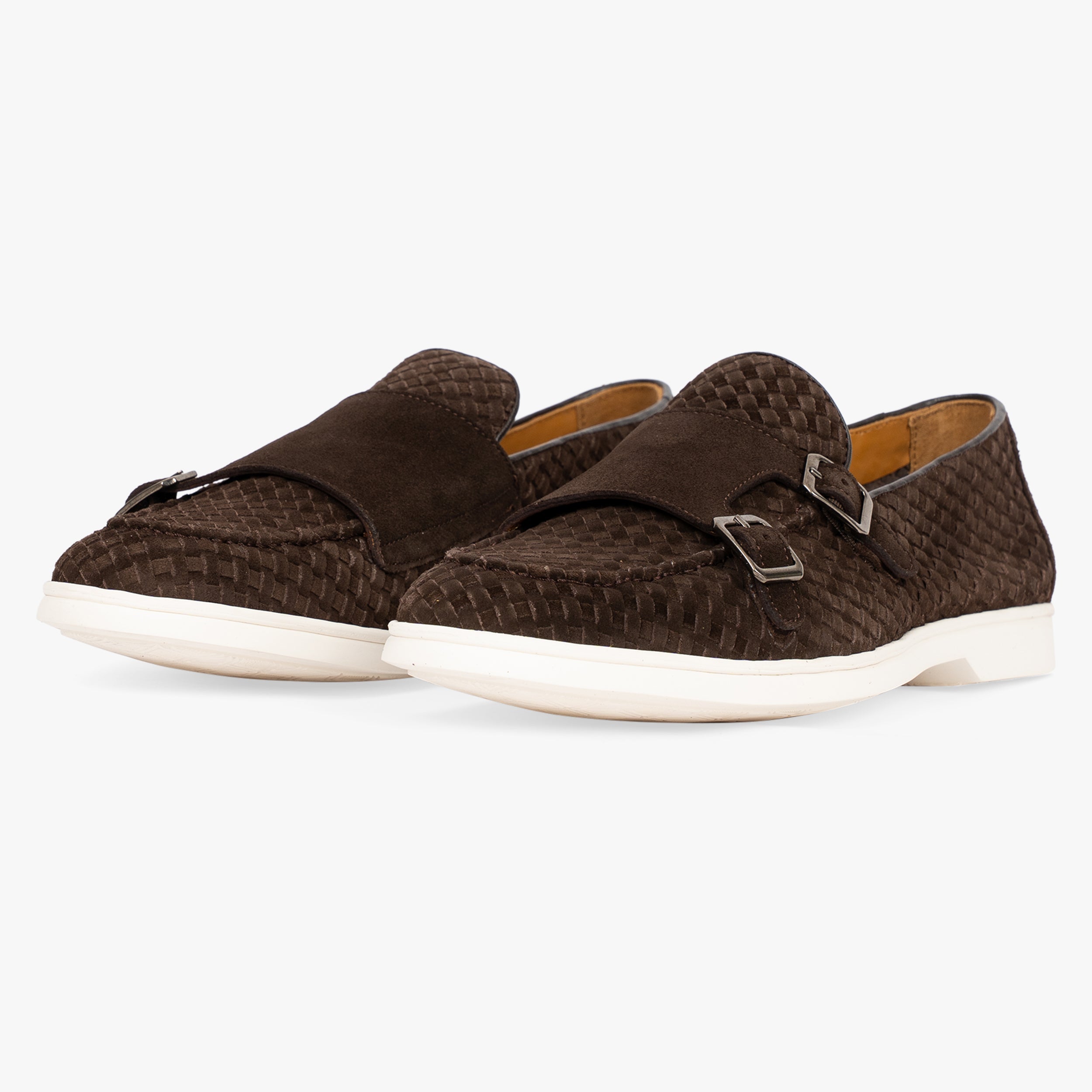 Calce Gevlochten Dubbele Gesp Loafer Bruin | Cosimo