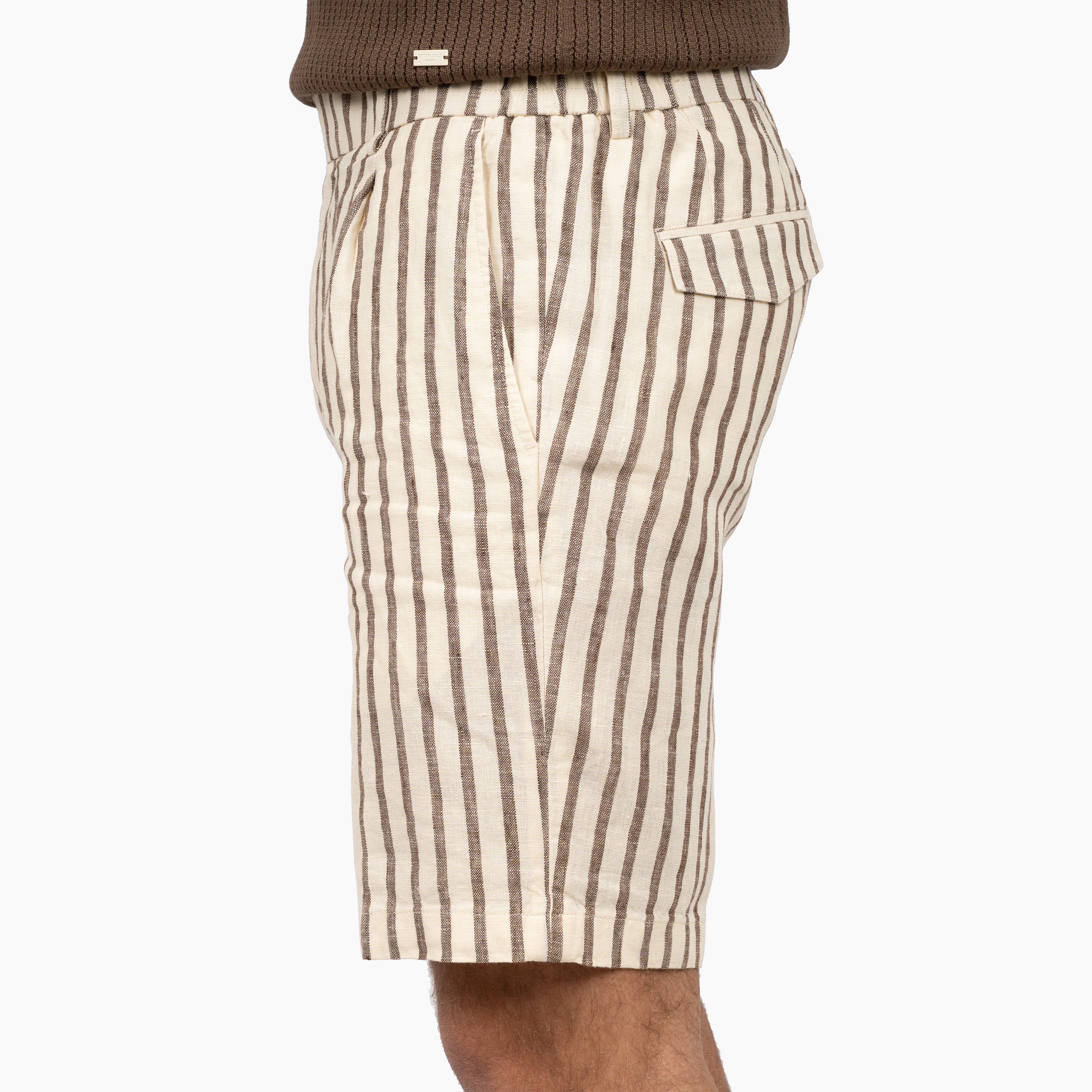 SEVEN DIALS Linnen Korte Broek Bruine Streep | Anson