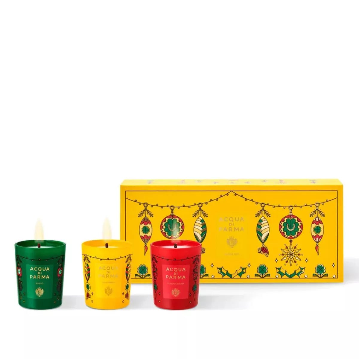 Acqua di Parma Holiday Candle set | Bosco, Neve Fresca, Portofortuna