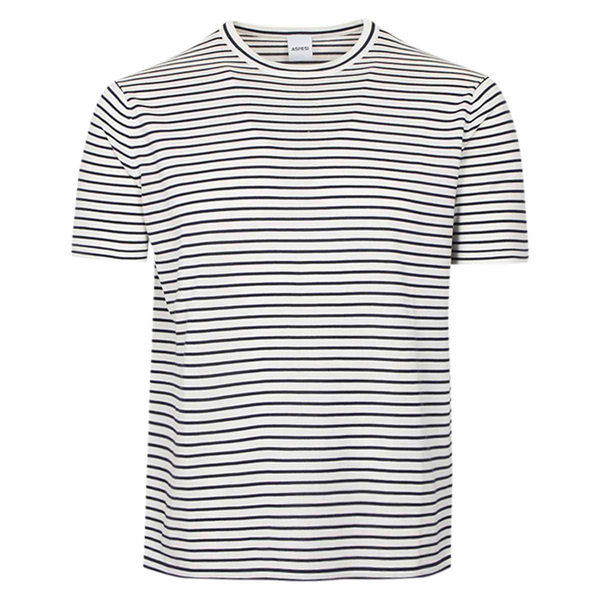 Aspesi T-shirt off-white met blauw gestreept