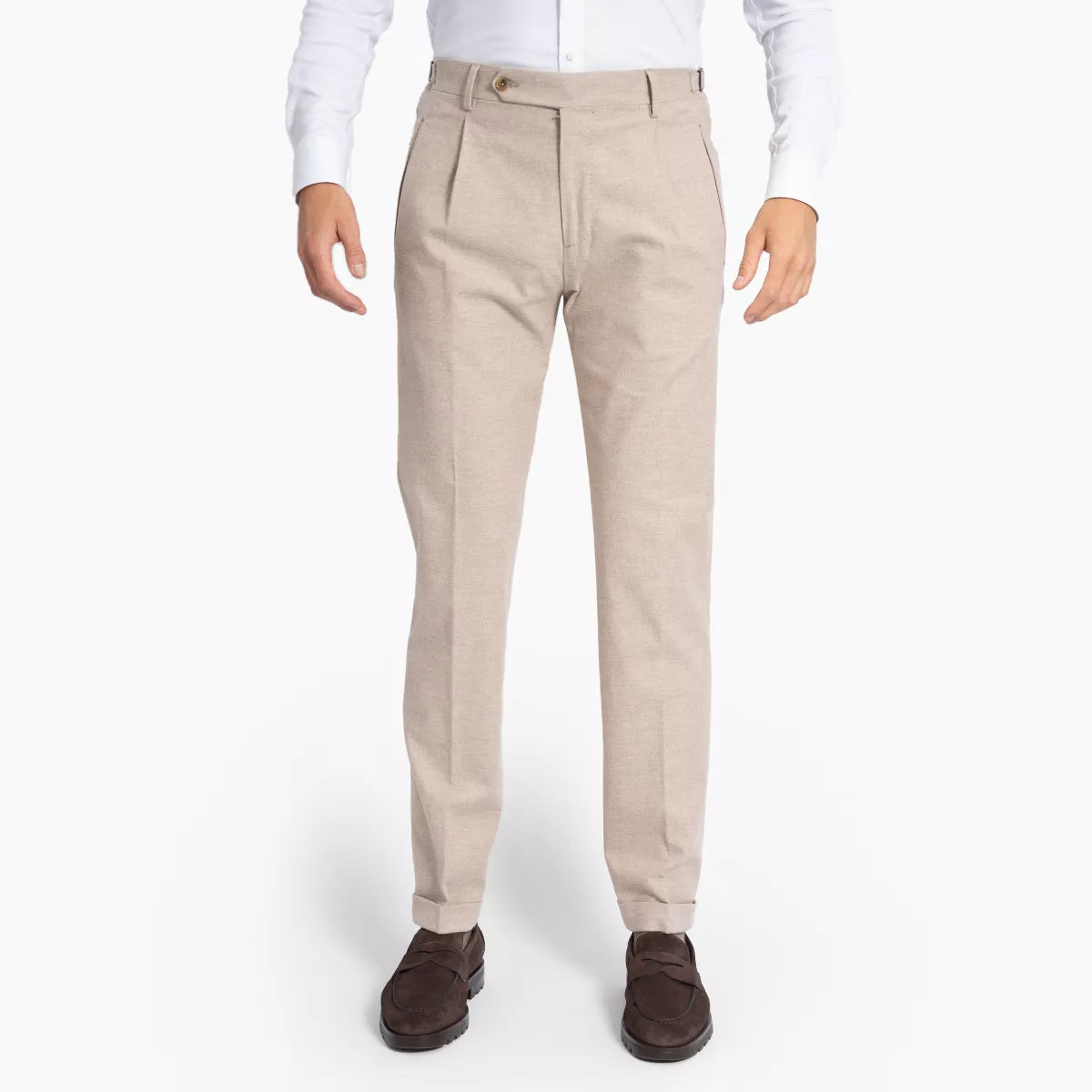 Berwich Pantalon met Bandplooi Beige | Retrolong