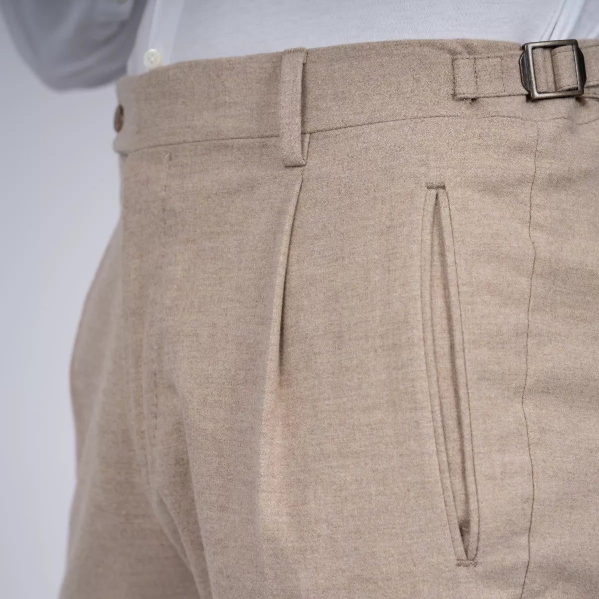 Berwich Pantalon met Bandplooi Beige | Retrolong