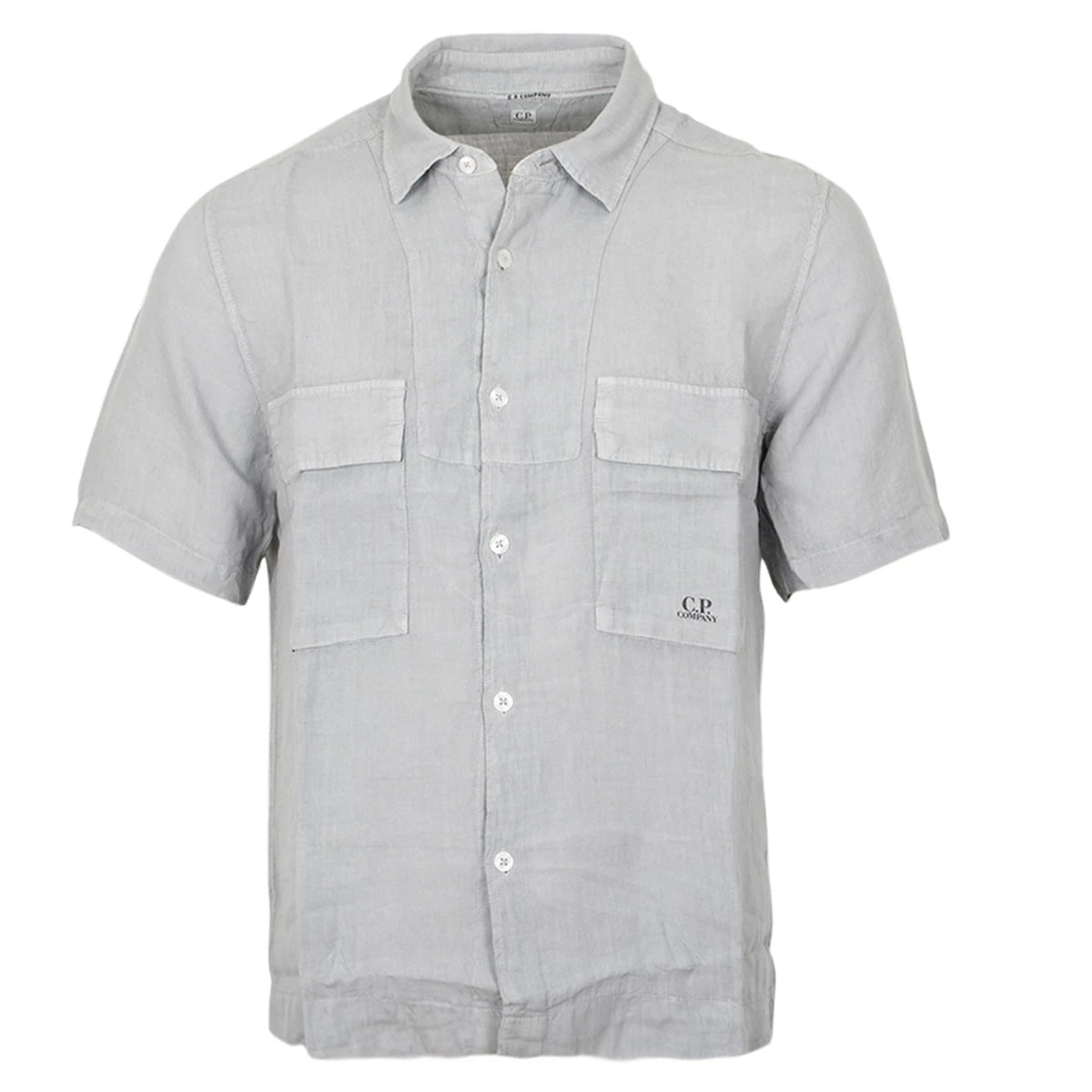 CP Company Linnen Overhemd met korte mouw grijs