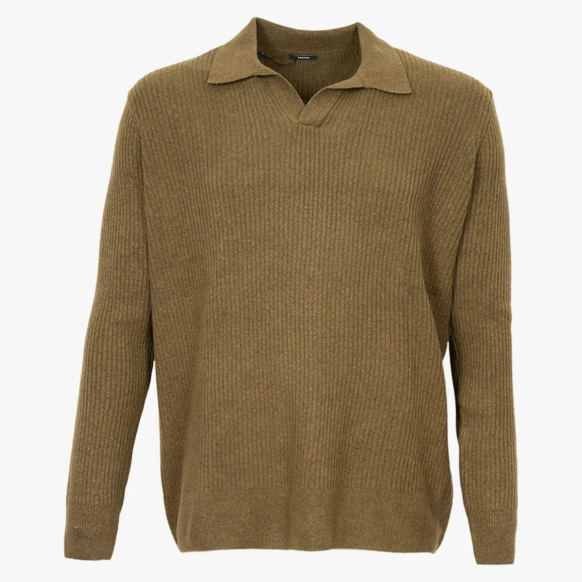 Denham Polo Lange Mouw Groen | Rib Knit Polo