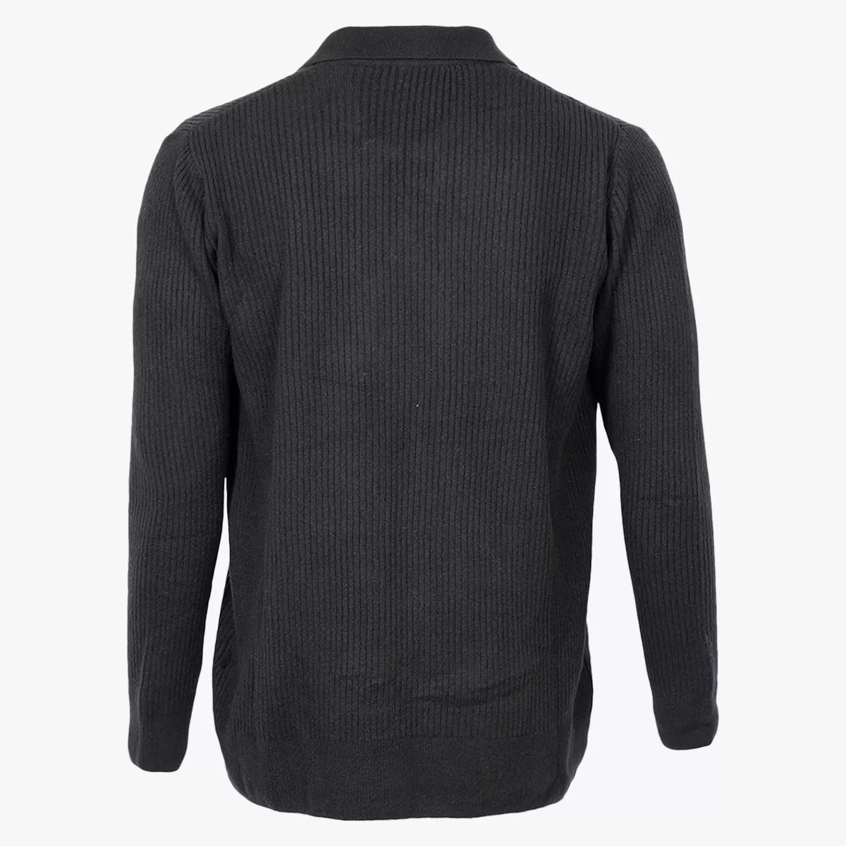 Denham Polo Lange Mouw Zwart | Rib Knit Polo