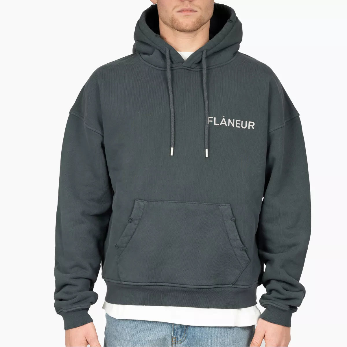 Flaneur Hoodie met Backprint Zwart | Washed Hoodie