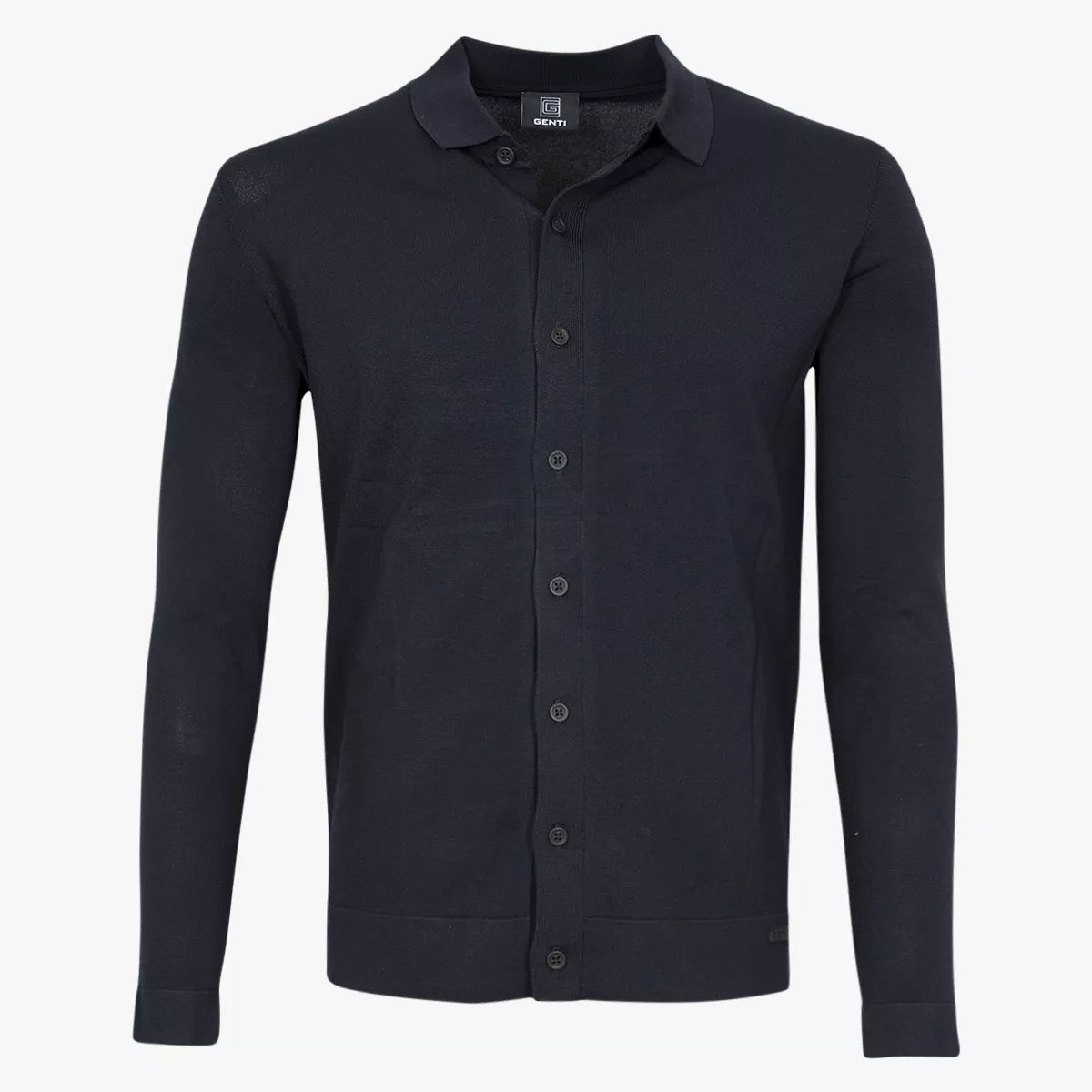 Genti polo lange mouw donkerblauw